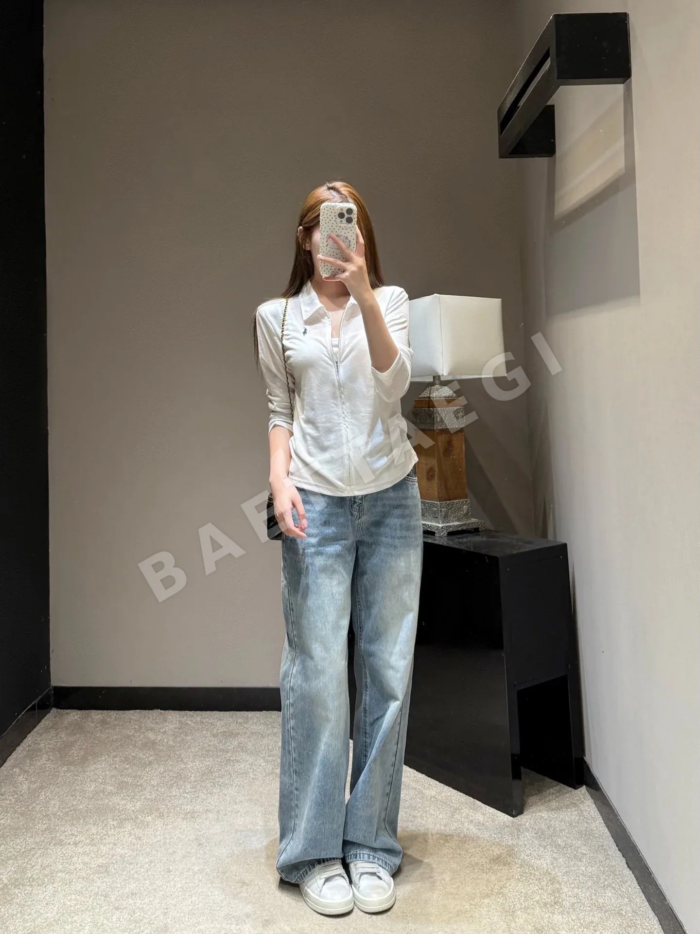 폴로 크리미 화이트 플리츠 여성 가디건 상세 이미지 4