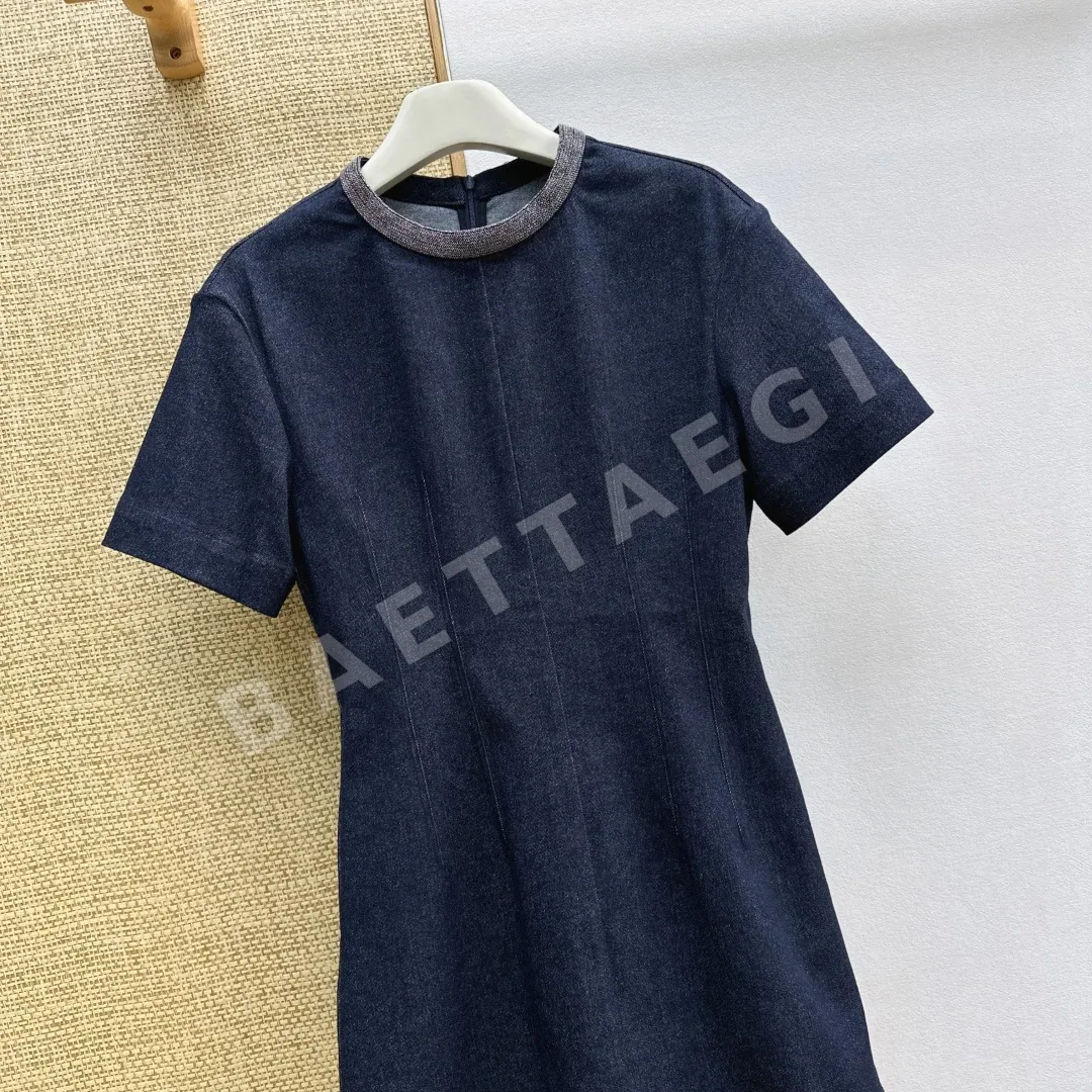 브루넬로쿠치넬리 블루 데님 A라인 미니 반팔 원피스 상세 이미지 3