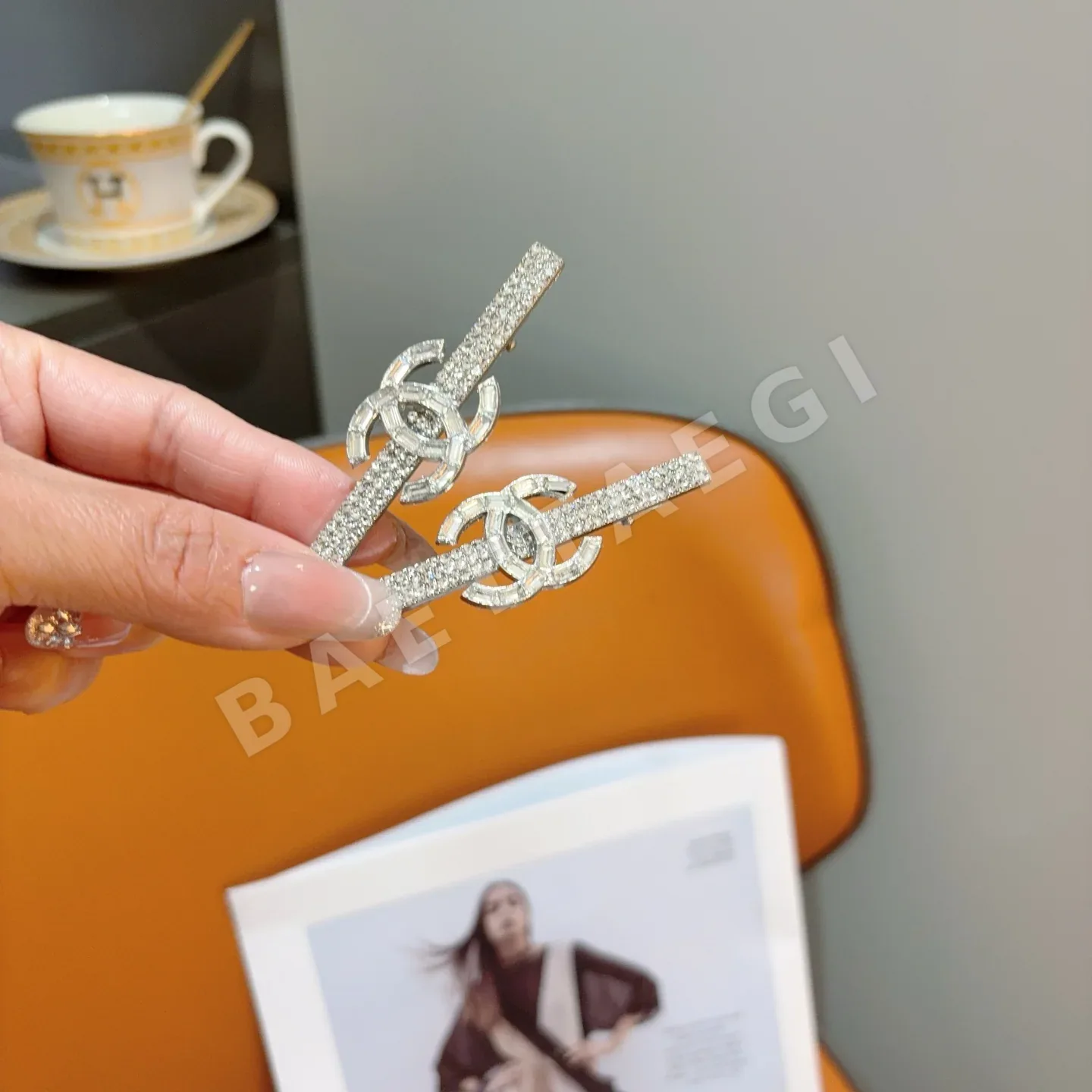 샤넬 메탈 라인스톤 BB클립 헤어악세사리 세트 상세 이미지 5