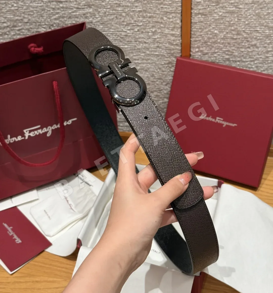 페레가모 간치니 리버시블 가죽 벨트 상세 이미지 4