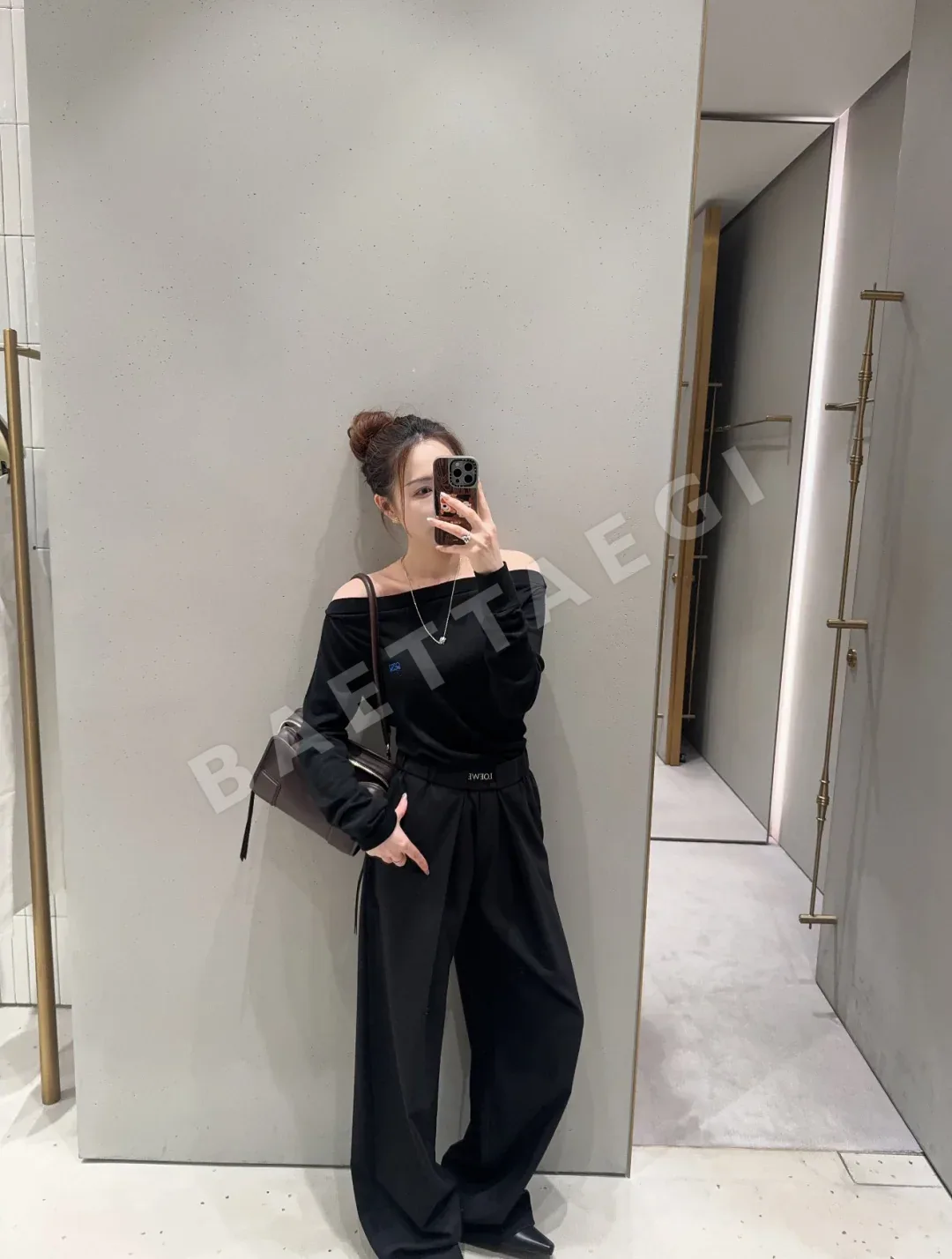 루이비통 컬러블록 플리츠 와이드 여성 바지 상세 이미지 3
