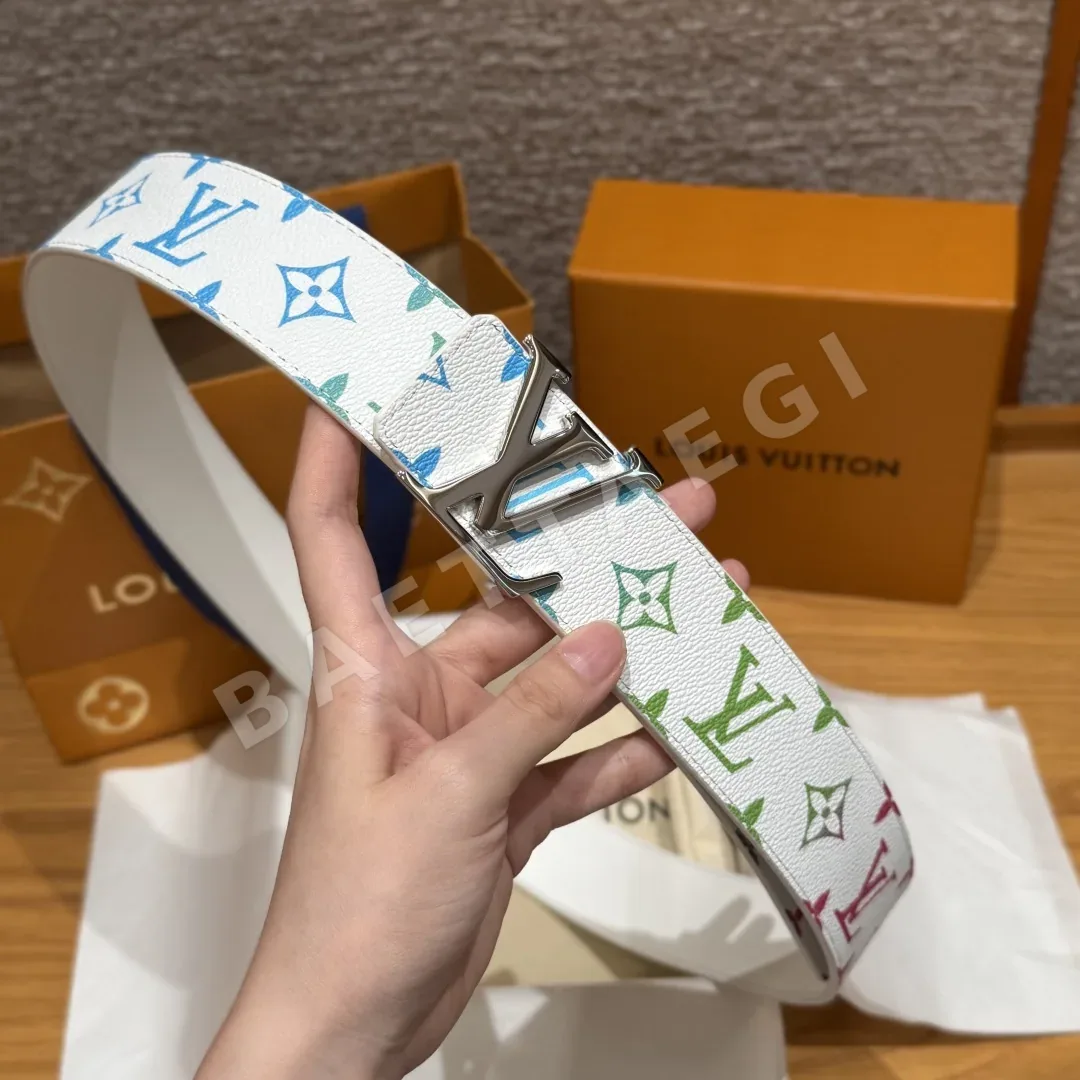 루이비통 화이트 트리콜로르 리버서블 벨트 상세 이미지 3