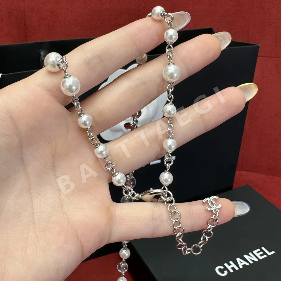 샤넬 에나멜 아크릴 더블 C 롱 목걸이 상세 이미지 6