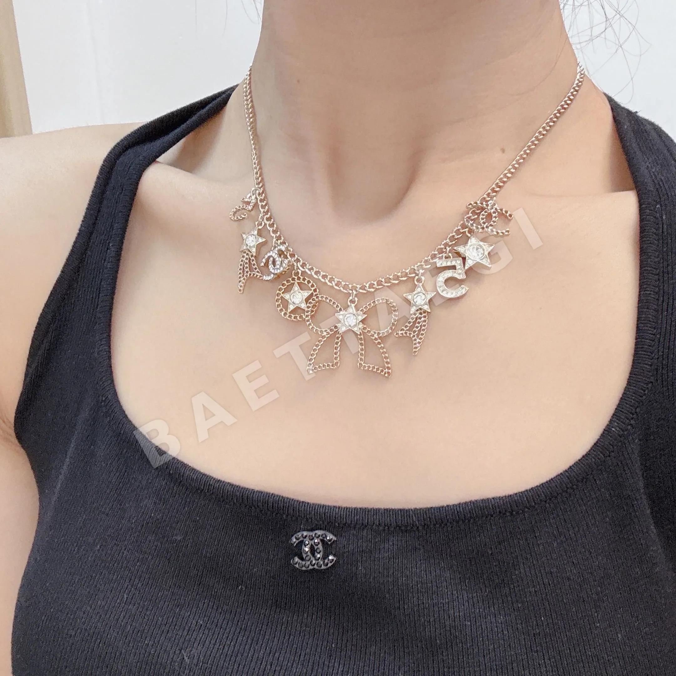 샤넬 하트 수련 잎사귀 엠보싱 네크리스 목걸이 153792