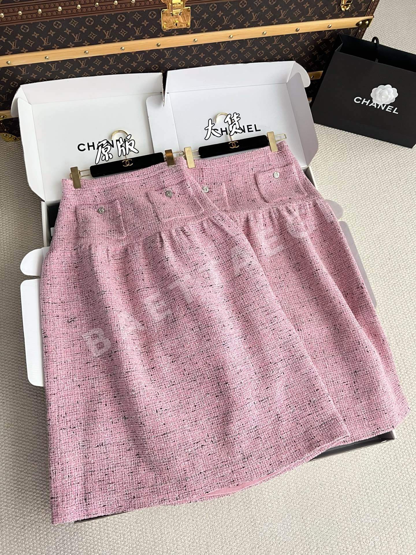 샤넬 핑크 롱 스커트 209232