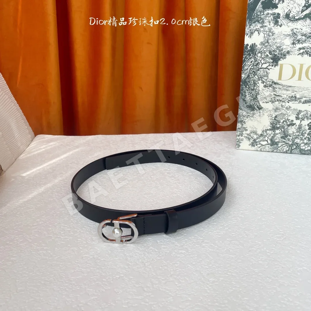 디올 진주 버클 가죽 벨트 상세 이미지 2