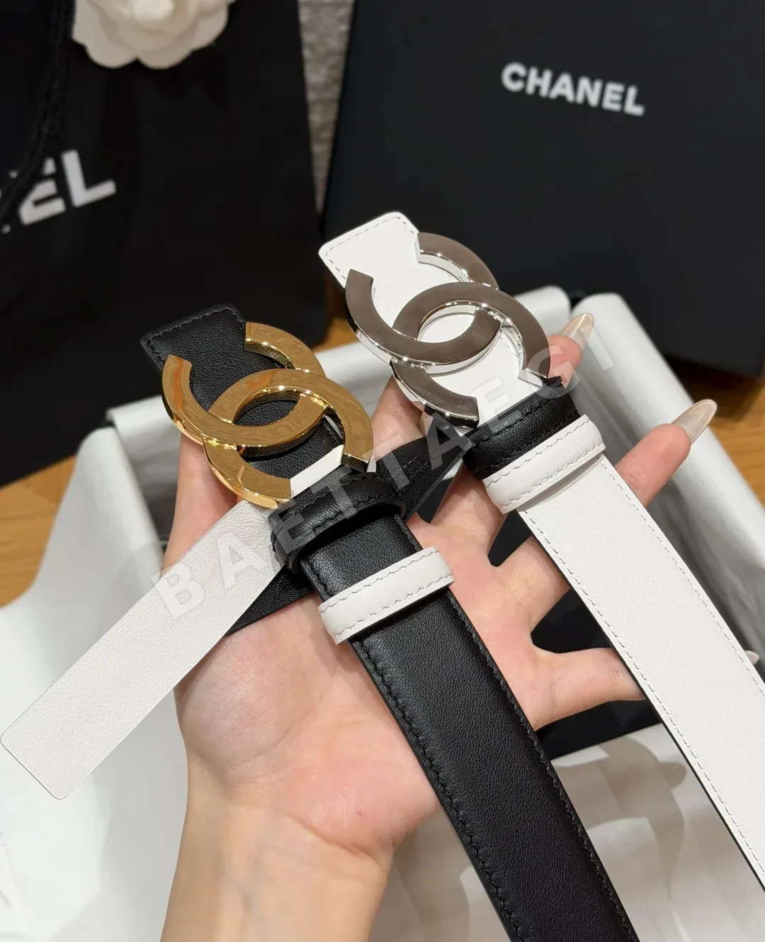 샤넬 더블 C 메탈 송아지가죽 벨트 상세 이미지 5