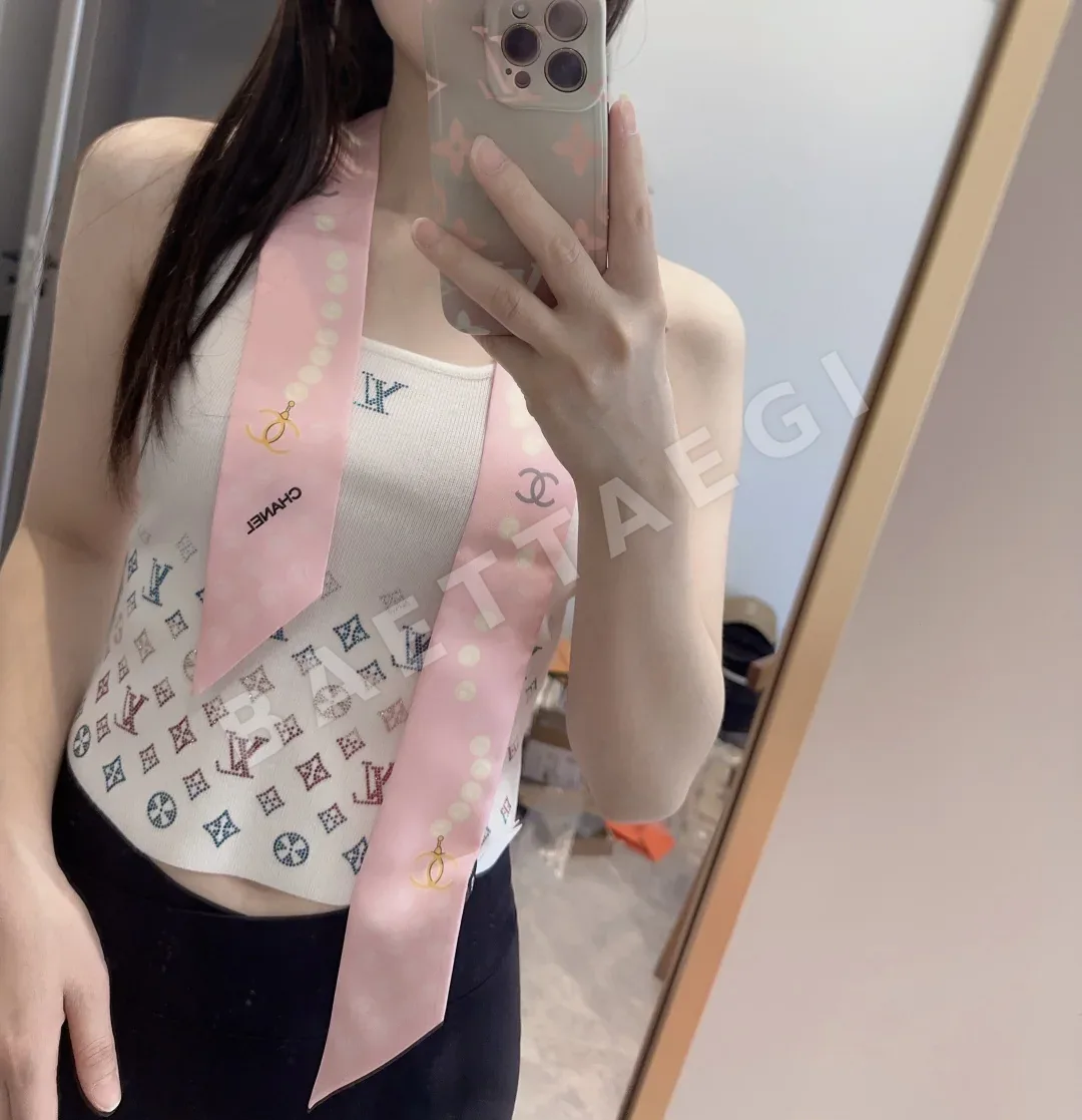 샤넬 양면 트윌 실크 스카프 헤어밴드 리본 146384