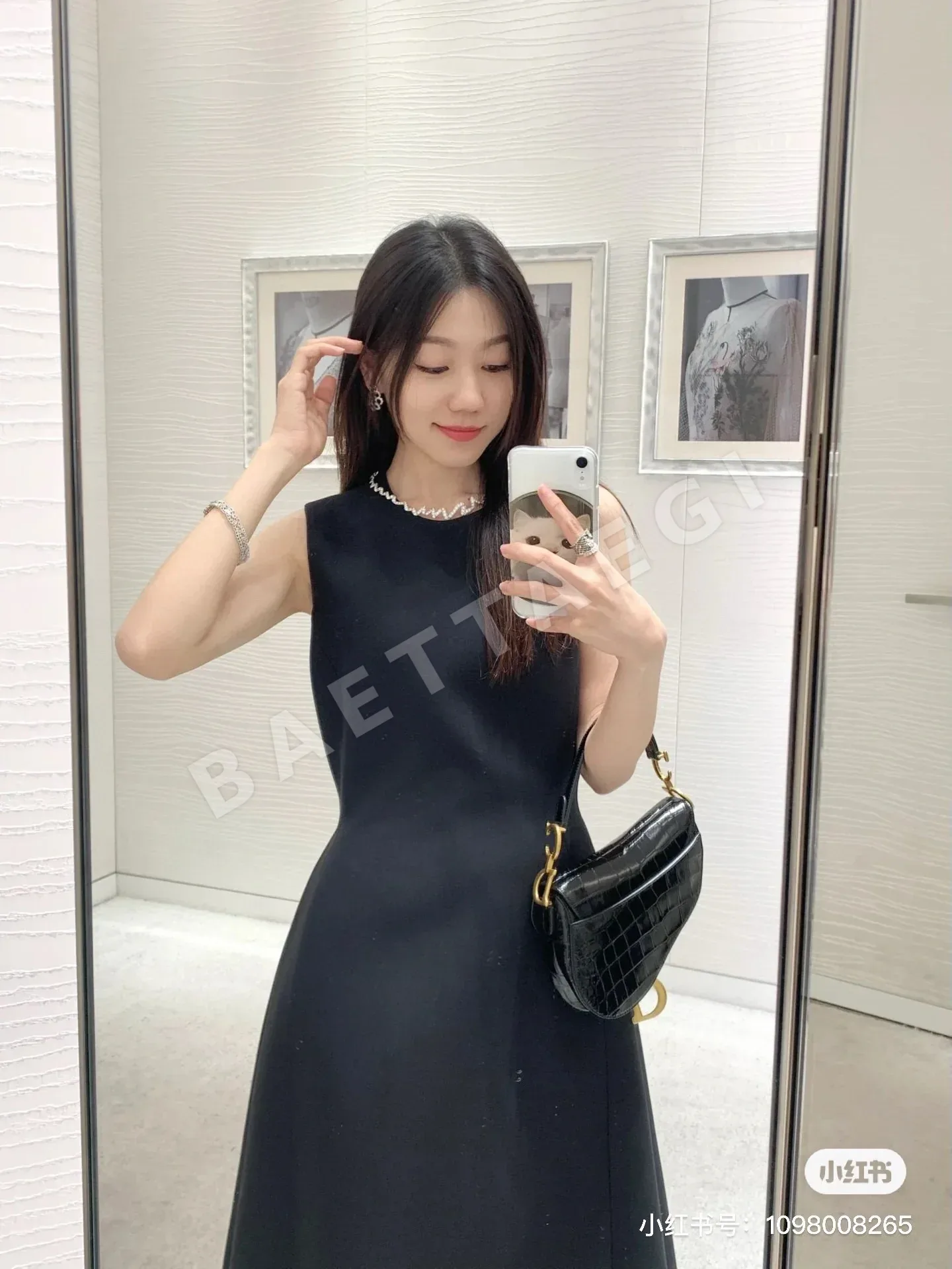 디올 민소매 드레이프 원피스 상세 이미지 2