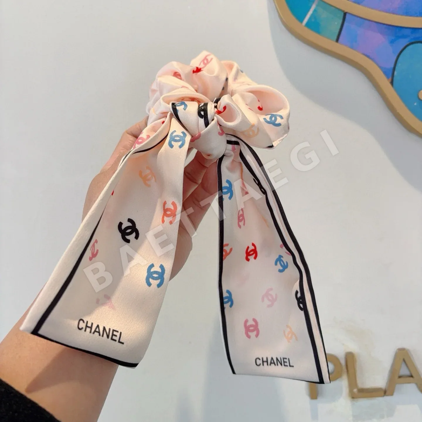 샤넬 리본 나비 장식 헤어 고무줄 상세 이미지 3