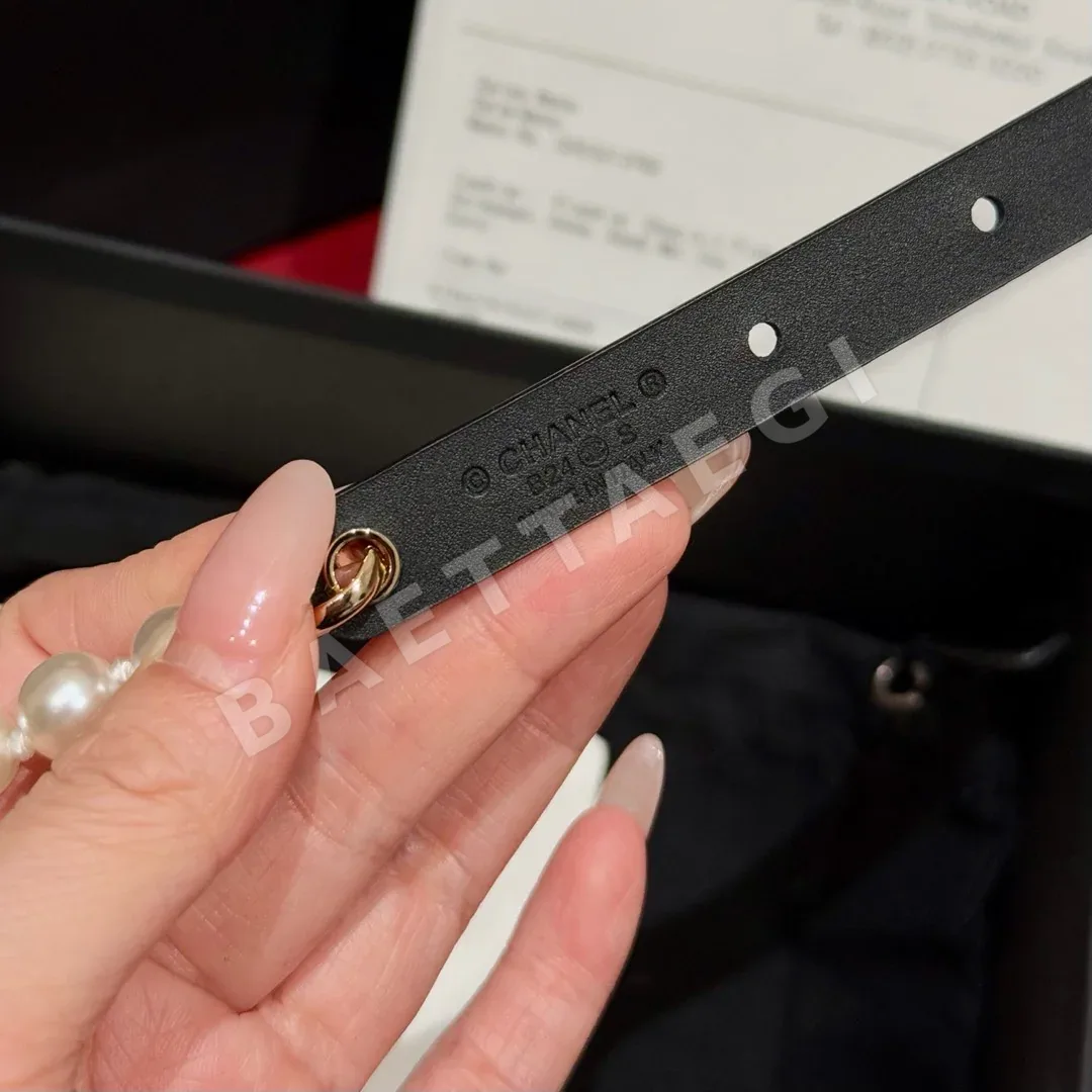 샤넬 더블 C 진주 장식 송아지가죽 벨트 상세 이미지 7