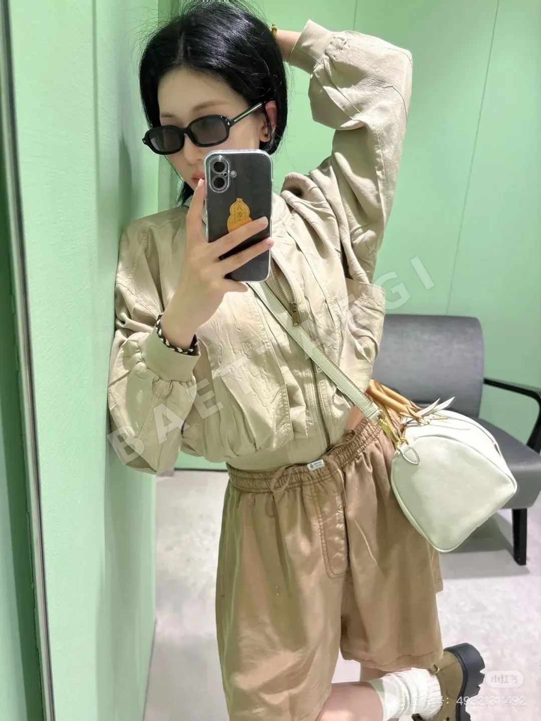 프라다 어스 컬러 주름 큐프라 루즈 재킷 세트 상세 이미지 8