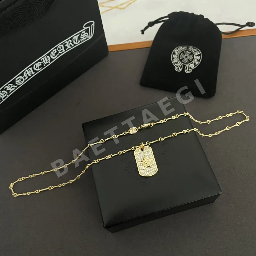 크롬하츠 골드 클래식 뱀부 스퀘어 장식 목걸이 상세 이미지 3
