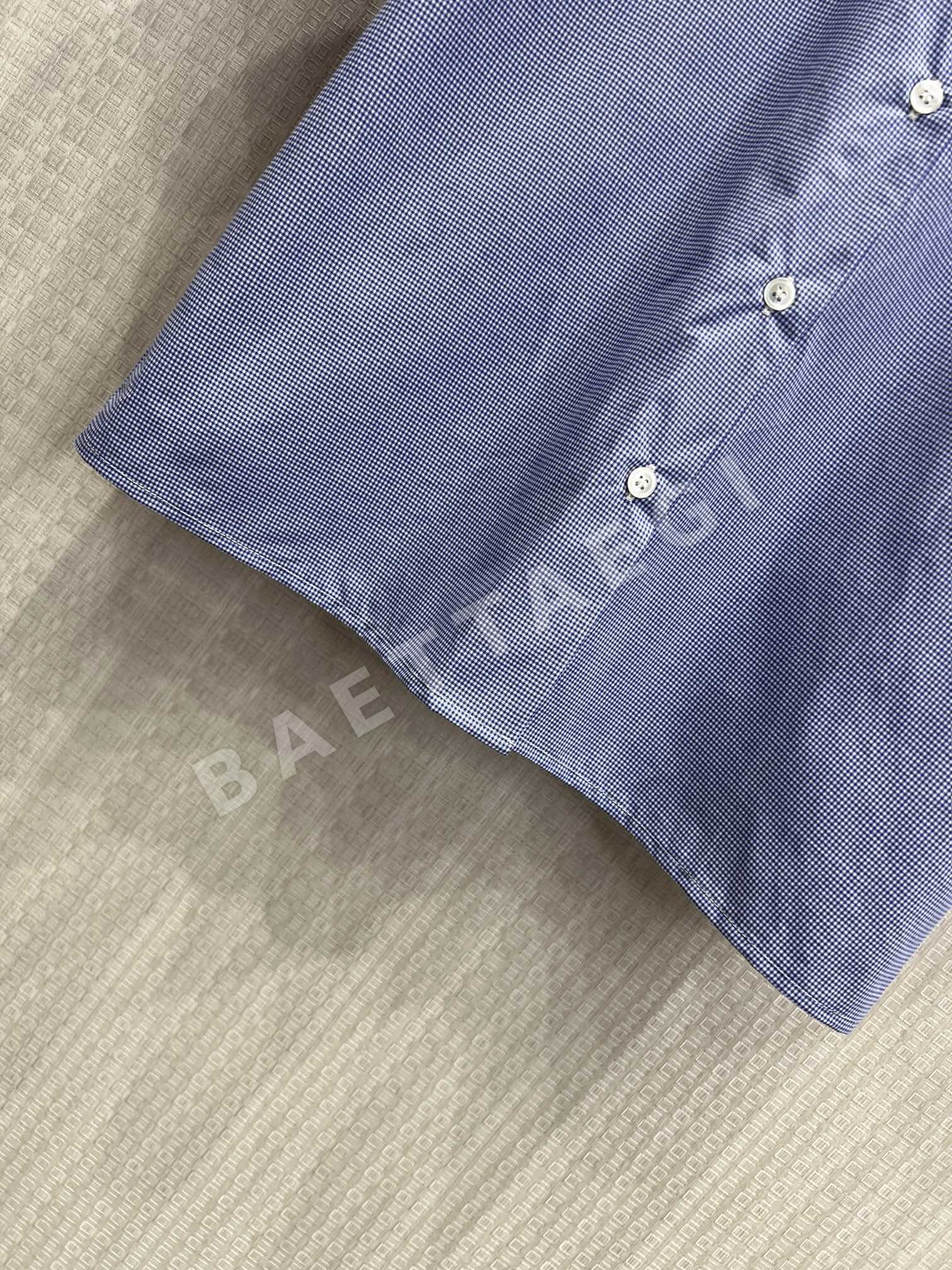 미우미우 블루 체크 피터팬 카라 반팔 셔츠 상세 이미지 7