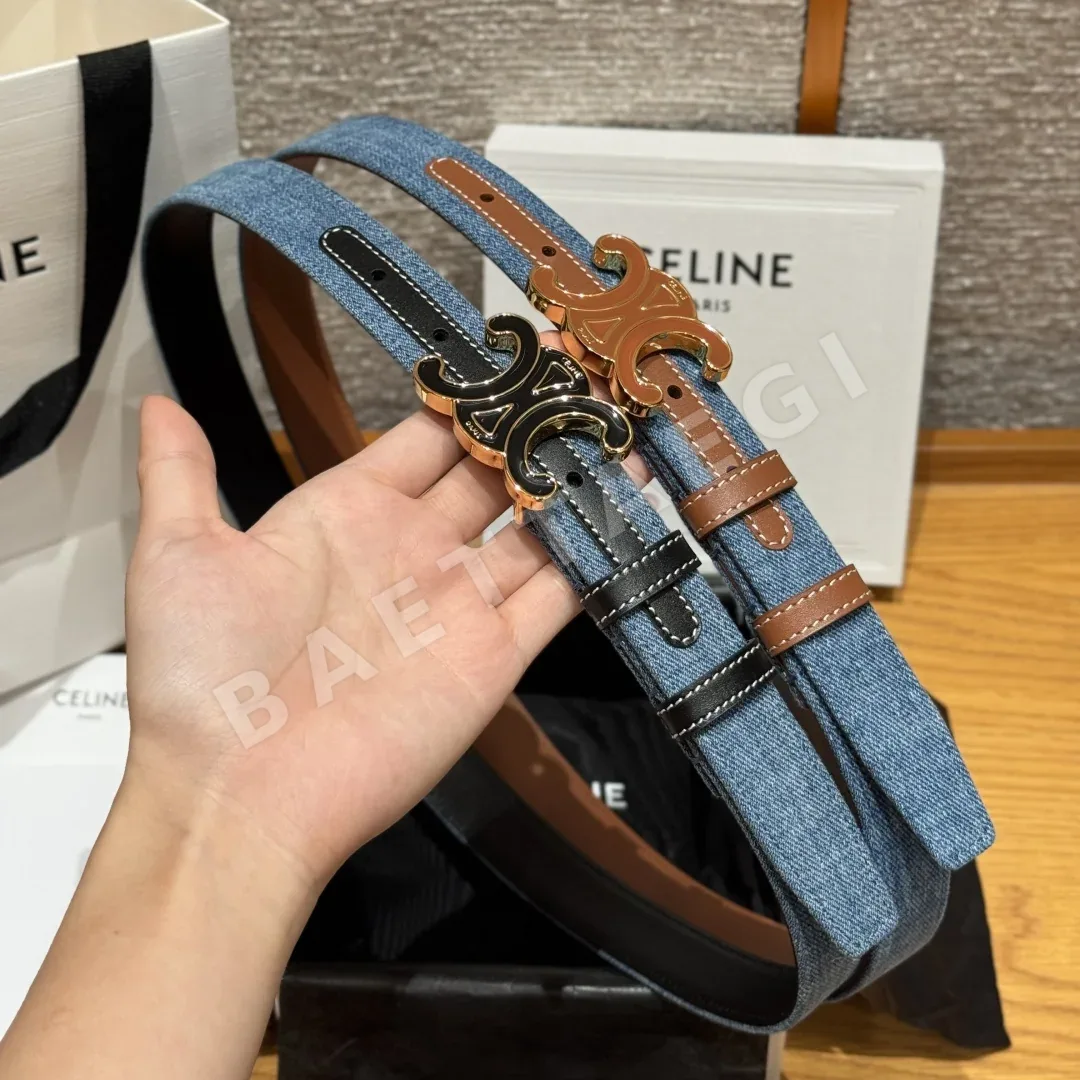 셀린느 개선문 데님 소가죽 벨트 174655