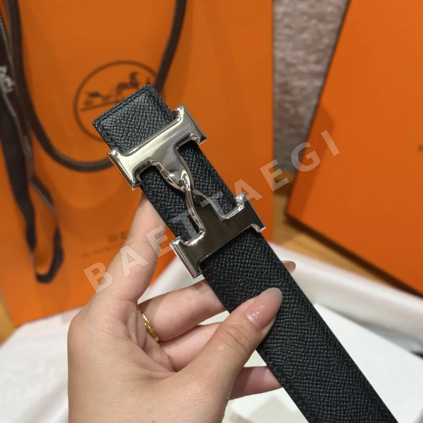 에르메스 리버시블 메탈 버클 남성 벨트 상세 이미지 6