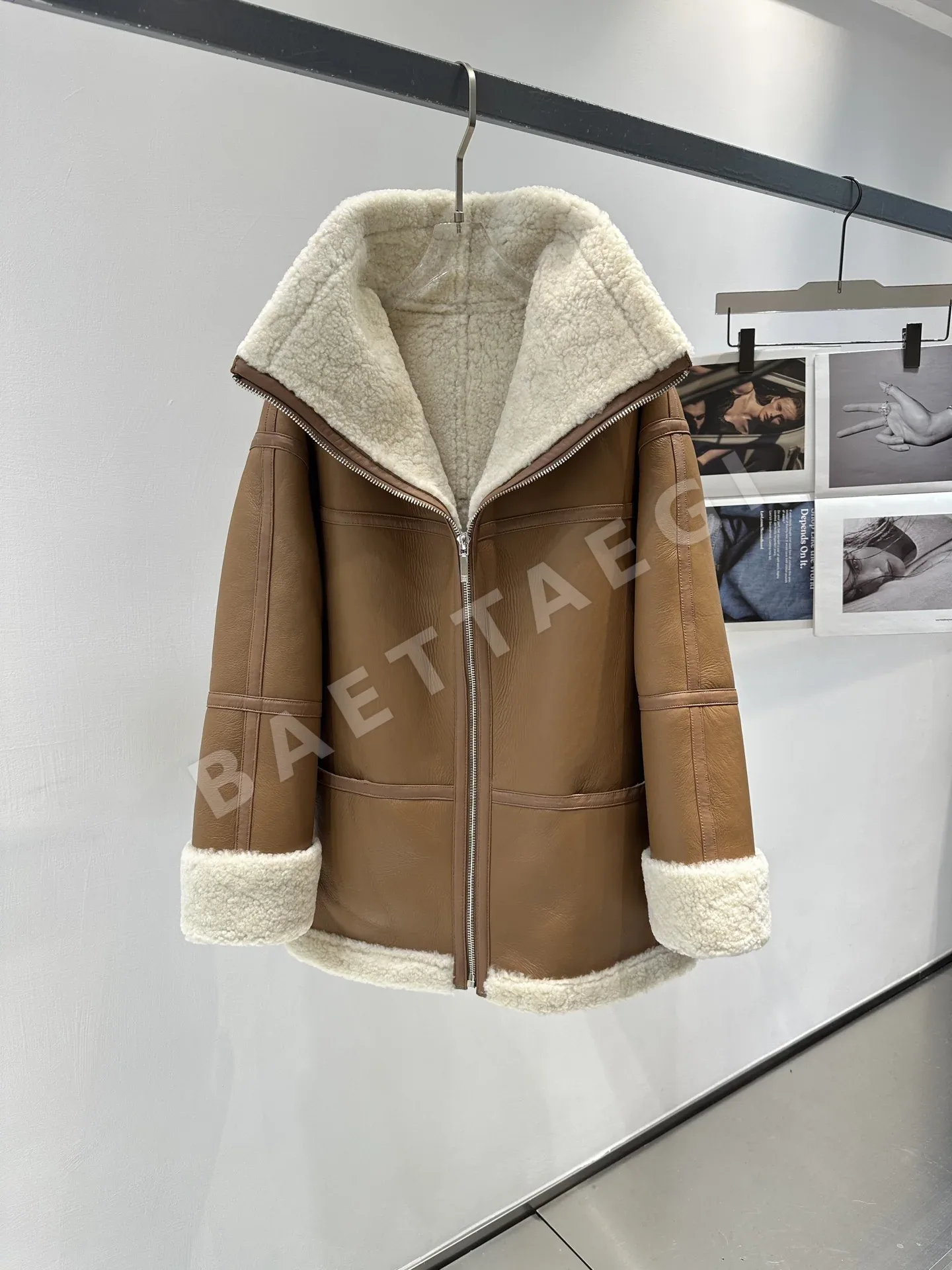 토템 울 모피 여성 자켓 상세 이미지 2