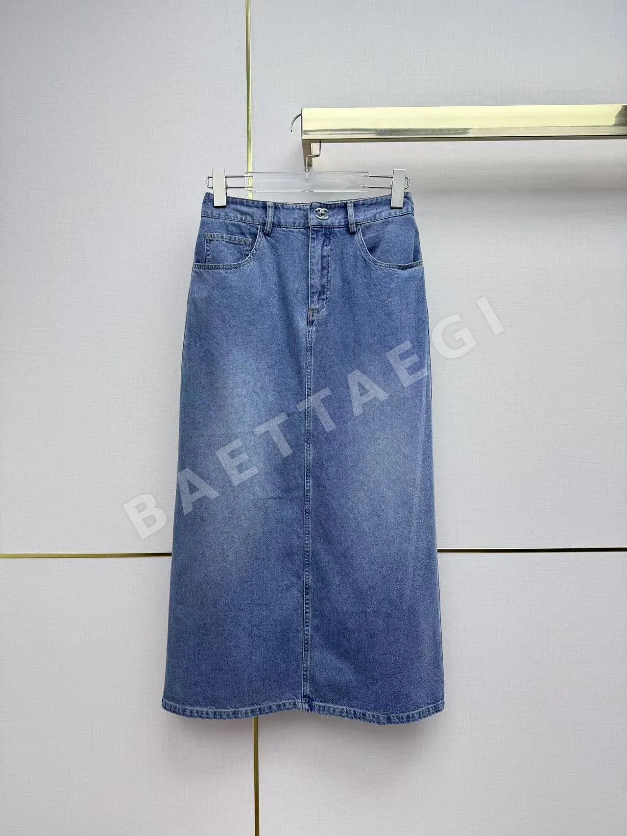 샤넬 더블 C 메탈 버클 데님 스커트 상세 이미지 3