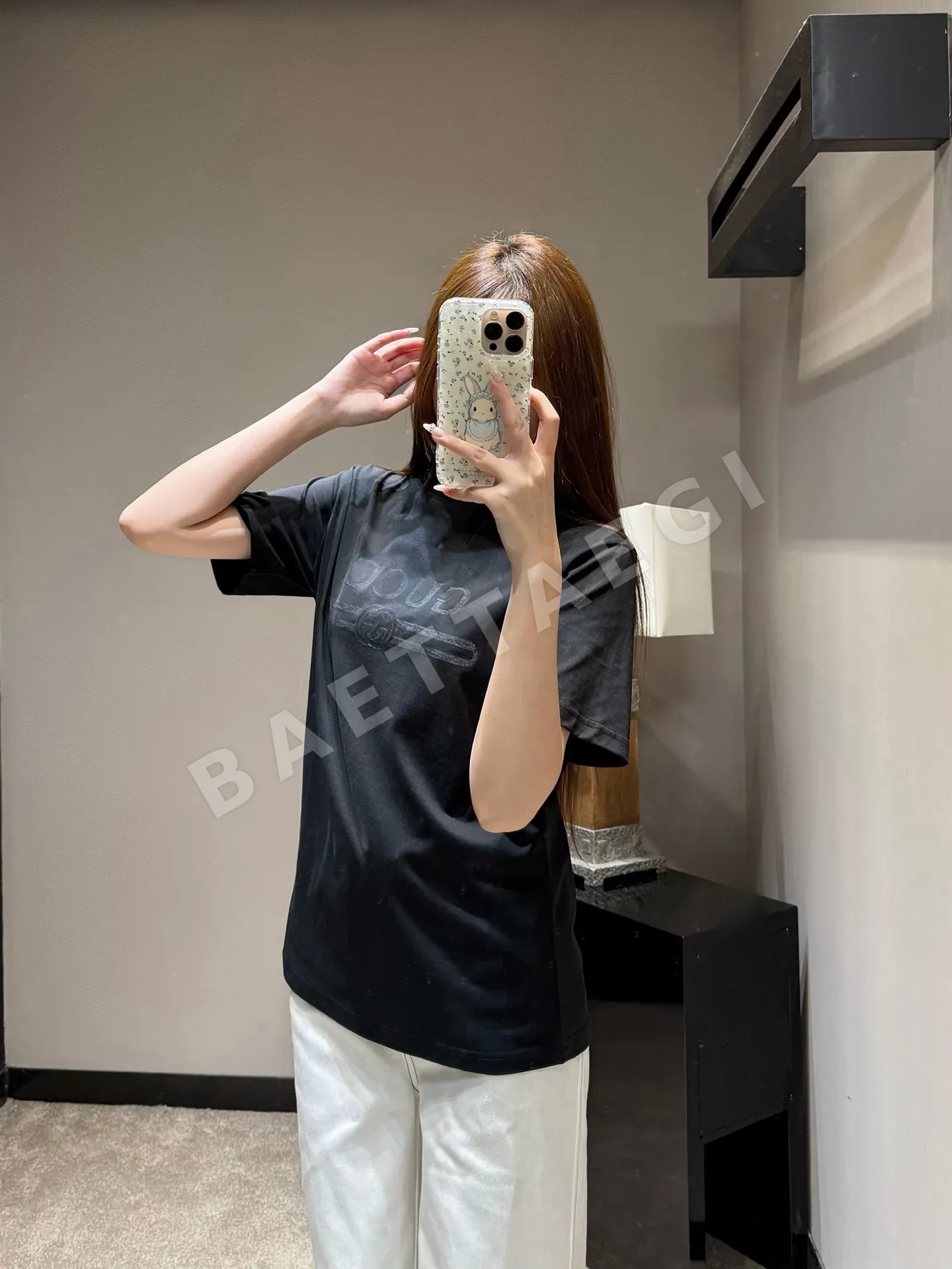 구찌 레터 프린트 크루넥 반팔 티셔츠 91362