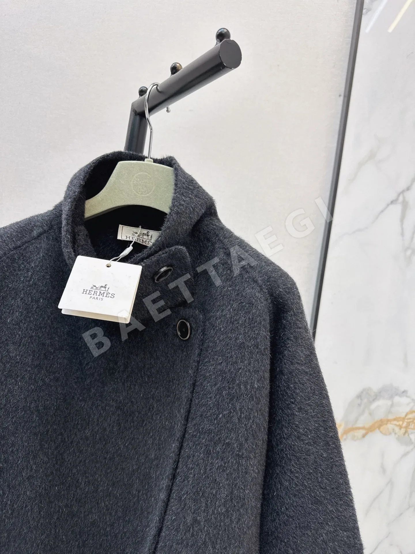 에르메스 스탠드 카라 루즈핏 더블 페이스 울 자켓 상세 이미지 3
