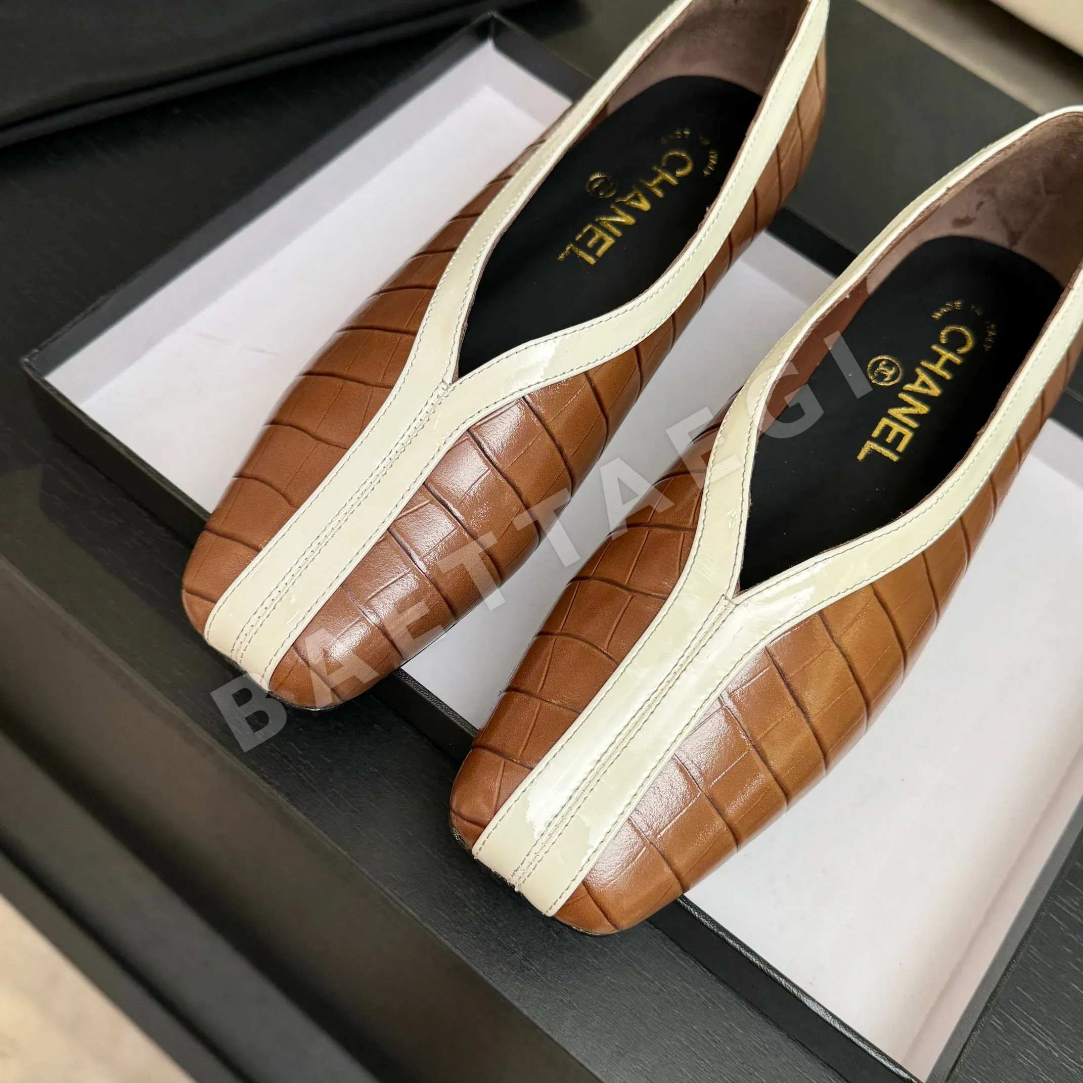 샤넬 26C 더블 C 컬러블럭 플랫슈즈 상세 이미지 9