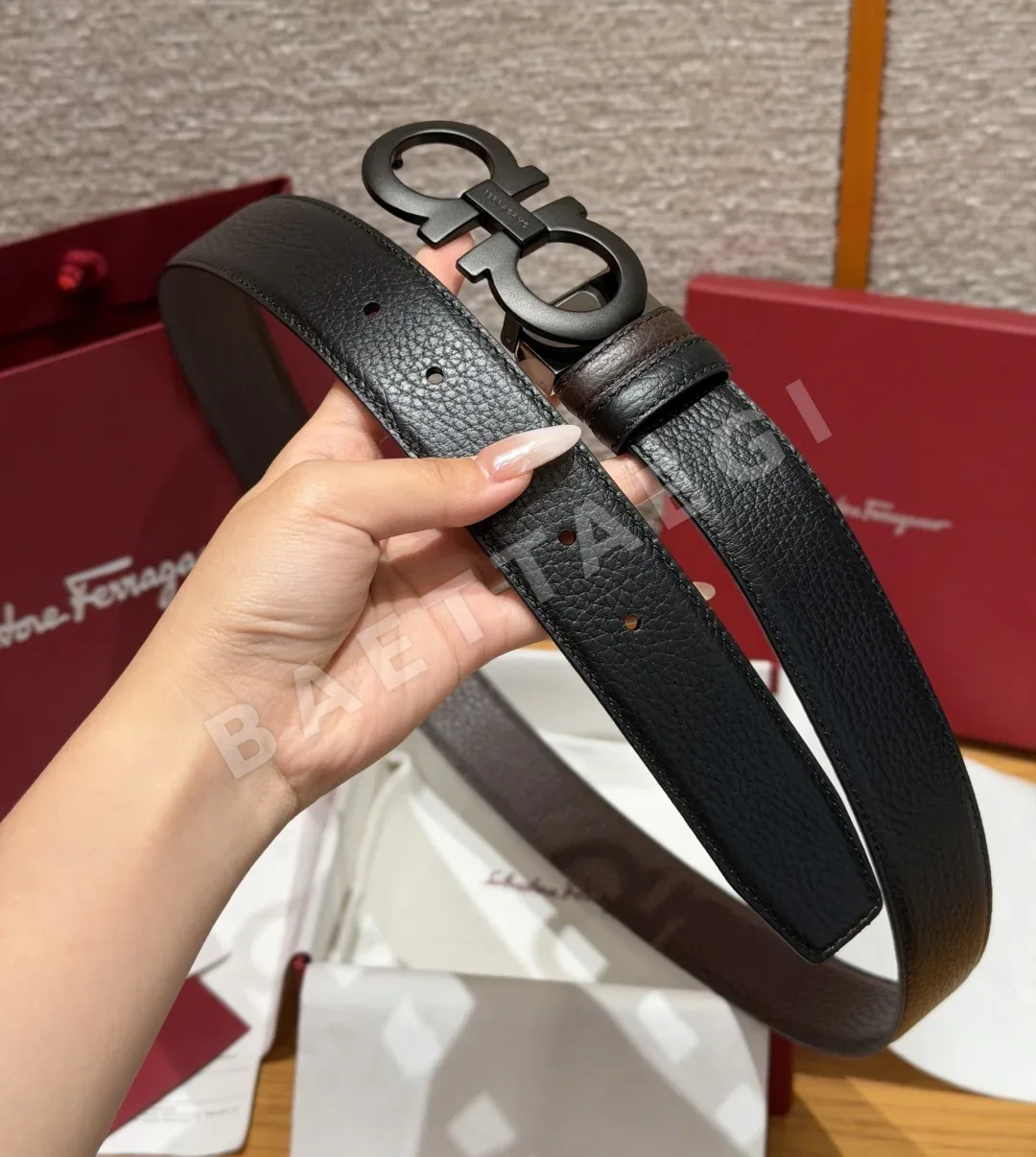 페레가모 필라 양면 간치니 벨트 35mm 상세 이미지 4