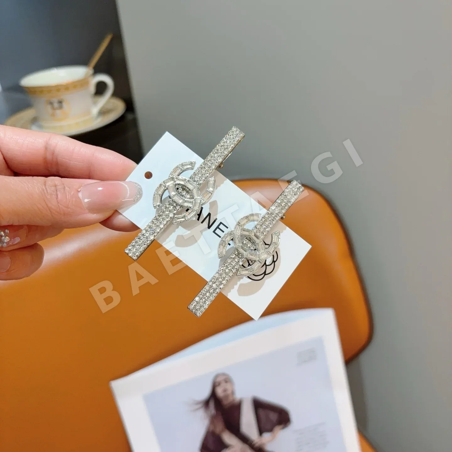 샤넬 메탈 라인스톤 BB클립 헤어악세사리 세트 상세 이미지 2