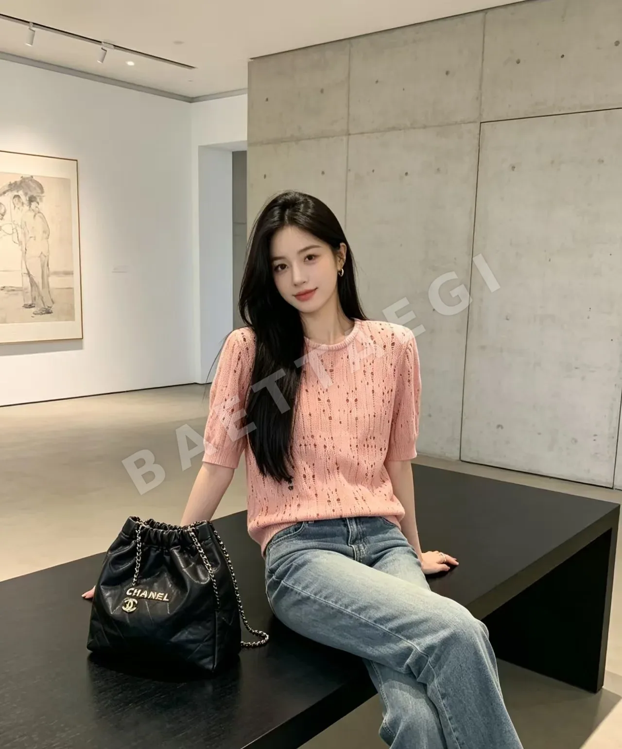 디올 CD로고 자수 크루넥 코튼 반팔 티셔츠