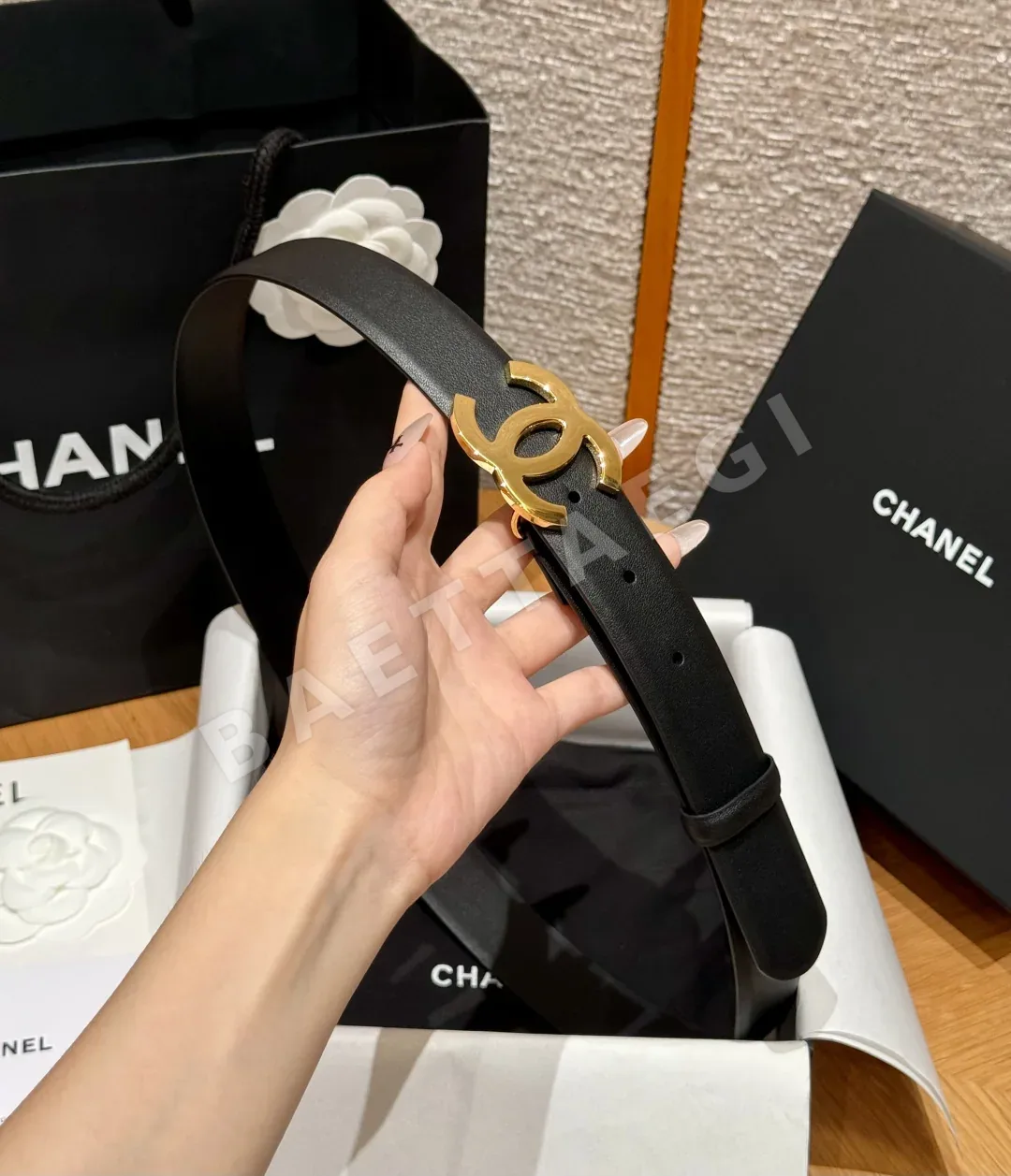 샤넬 클래식 더블 C 골드 버클 소가죽 벨트 상세 이미지 6