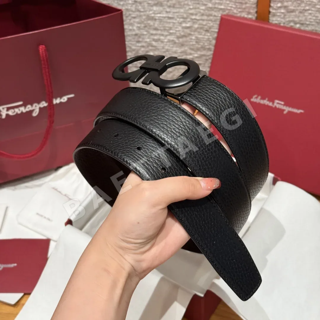 페레가모 간치니 메탈 버클 양면 가죽 벨트 상세 이미지 2