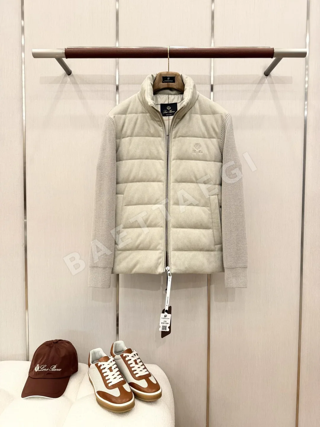 로로피아나 울 배색 남성 패딩 재킷 상세 이미지 3