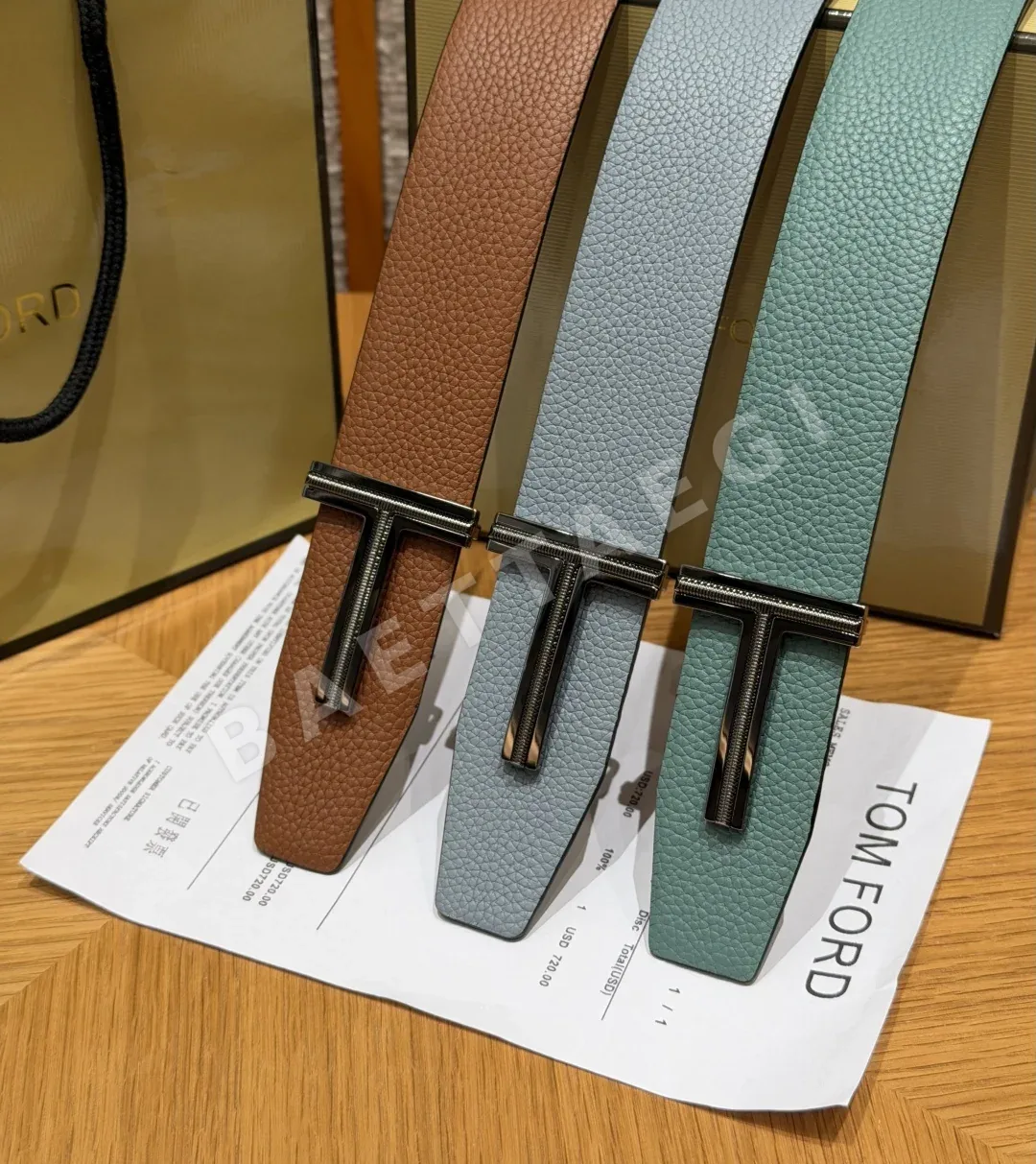 톰포드 그레인 송아지가죽 T 버클 벨트 38mm 상세 이미지 4