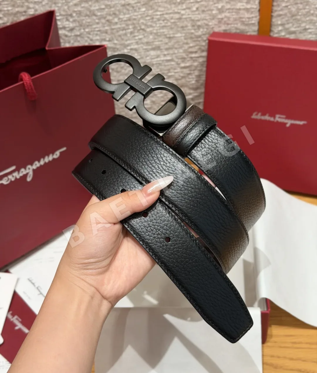 페레가모 필라 양면 간치니 벨트 35mm 상세 이미지 2