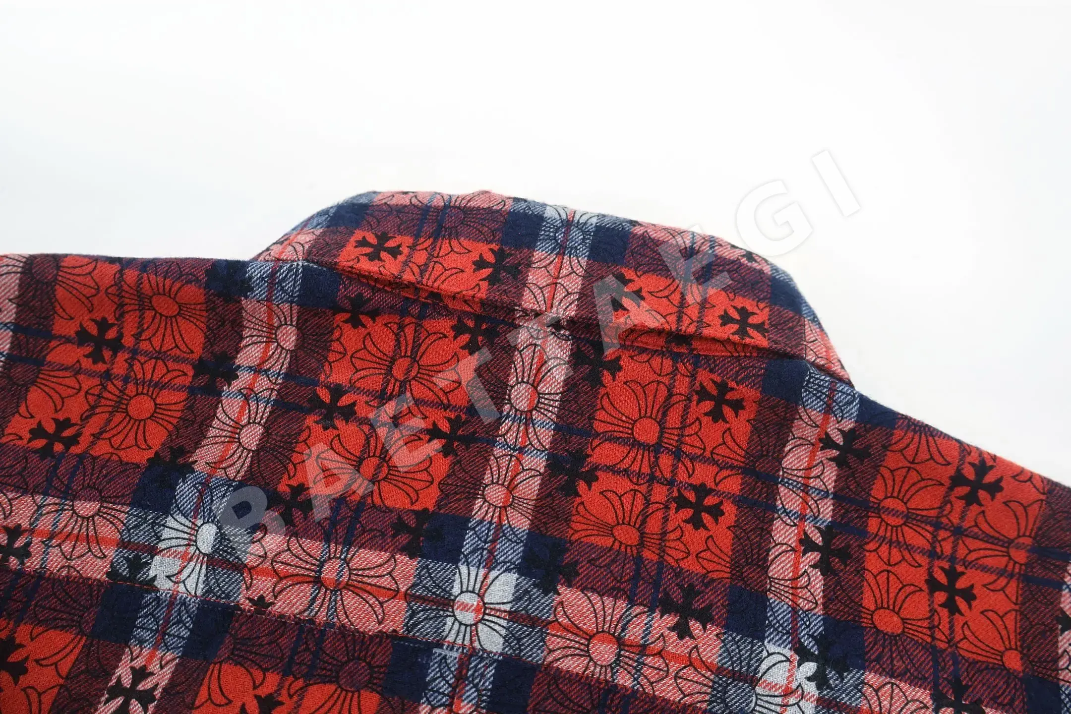 크롬하츠 체크 패턴 크로스 무늬 남성 긴팔 셔츠 상세 이미지 8