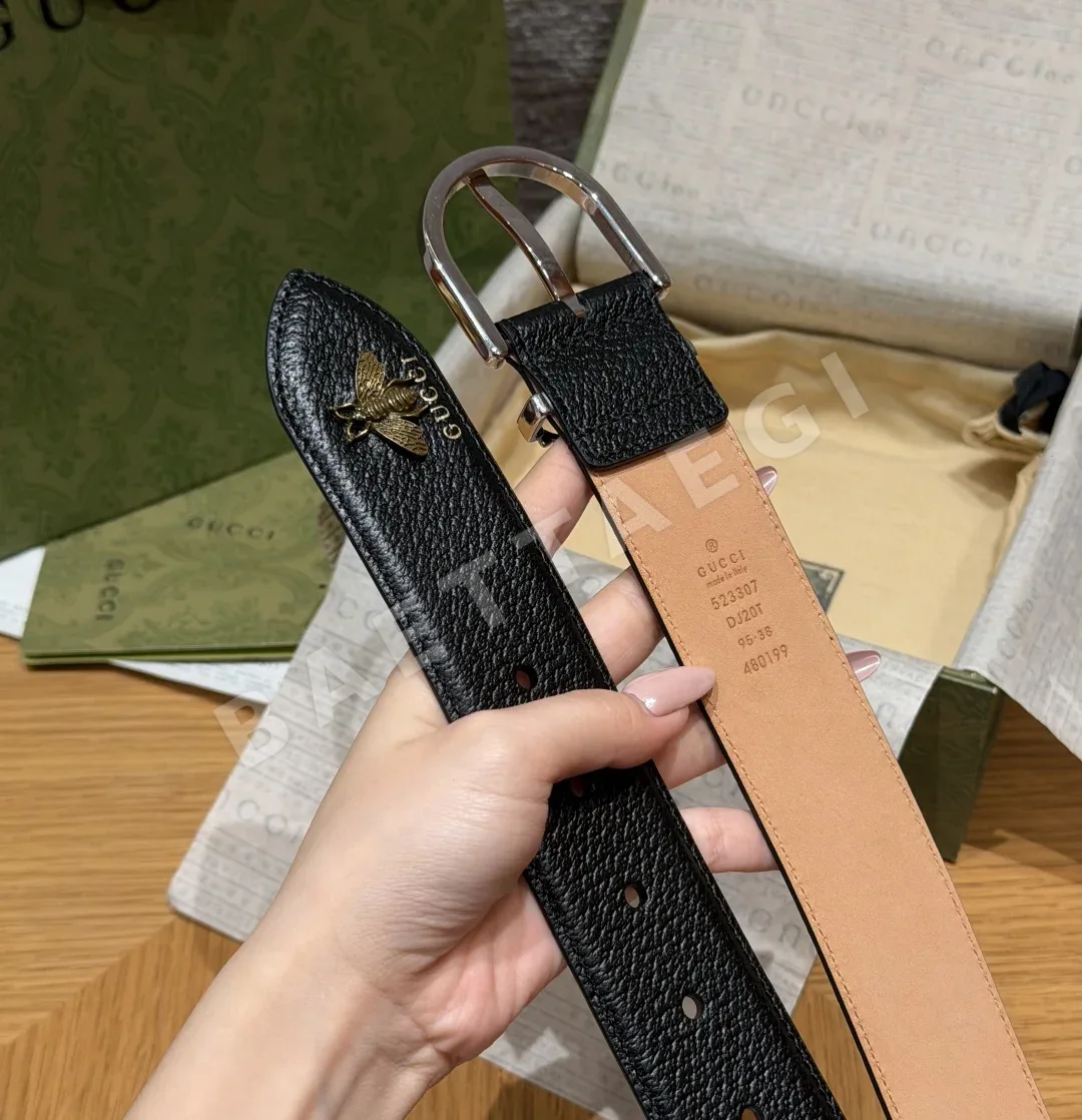 구찌 빈티지 가죽 로고 핀 벨트 상세 이미지 5