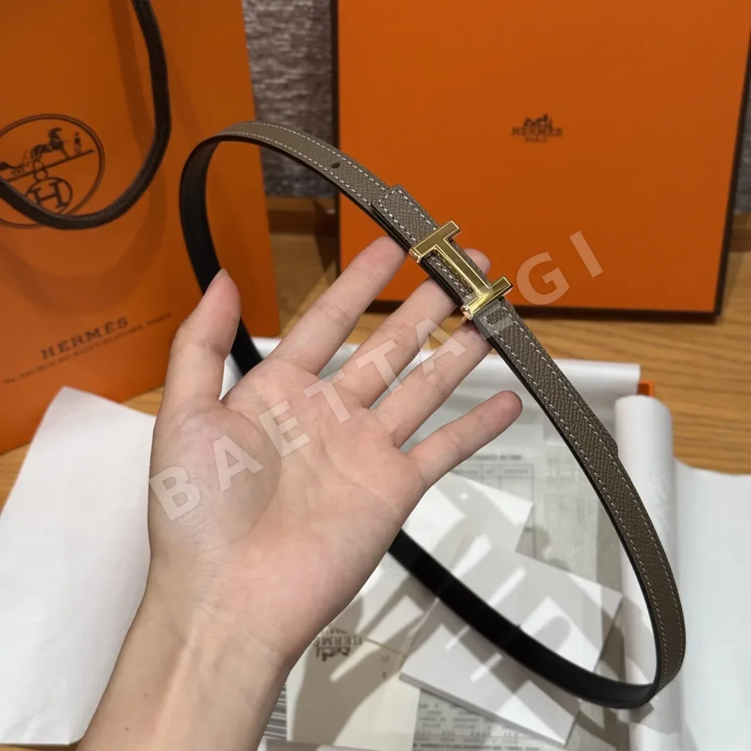 에르메스 미니 H 버클 양면 가죽 벨트 상세 이미지 4