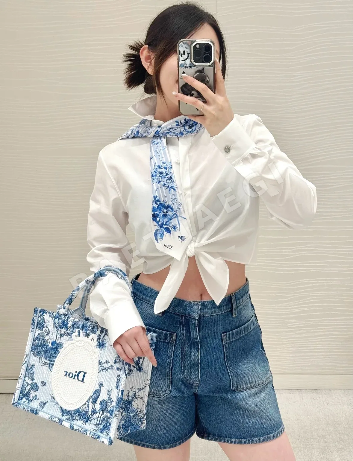 디올 워시 가공 반바지 여성용 상세 이미지 6