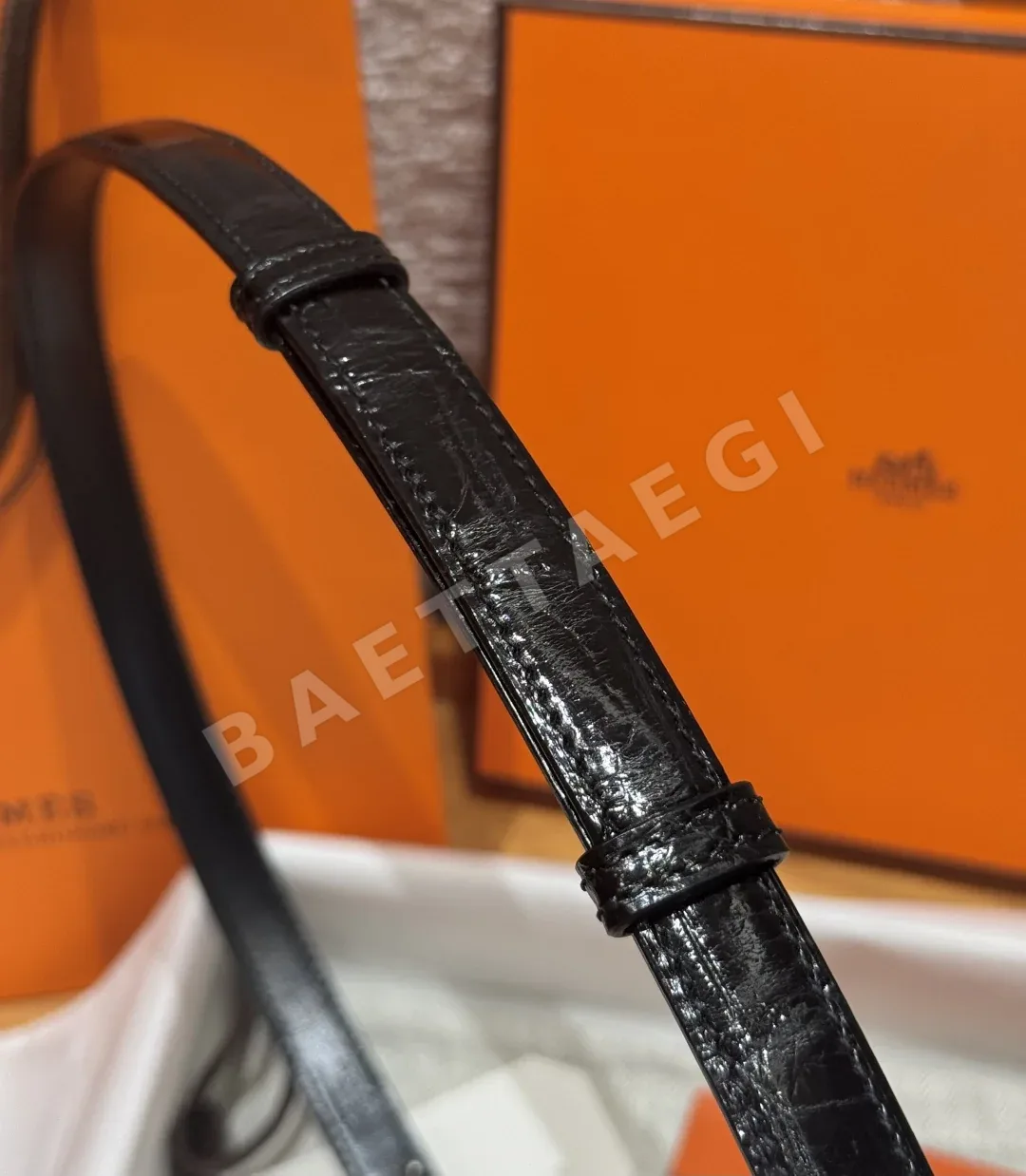 에르메스 켈리 크로커다일 카프스킨 벨트 상세 이미지 8