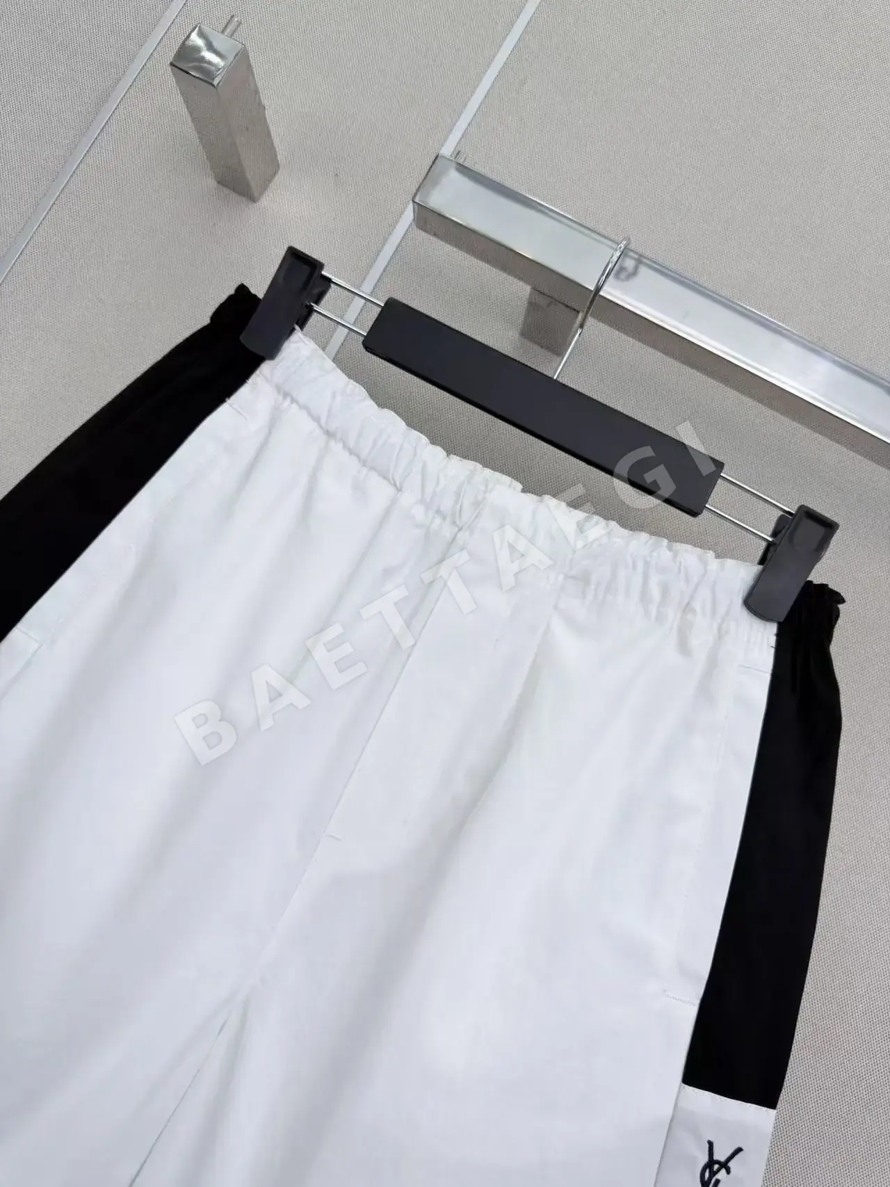 생로랑 컬러 블록 고무 밴드 허리 여성 반바지 상세 이미지 7