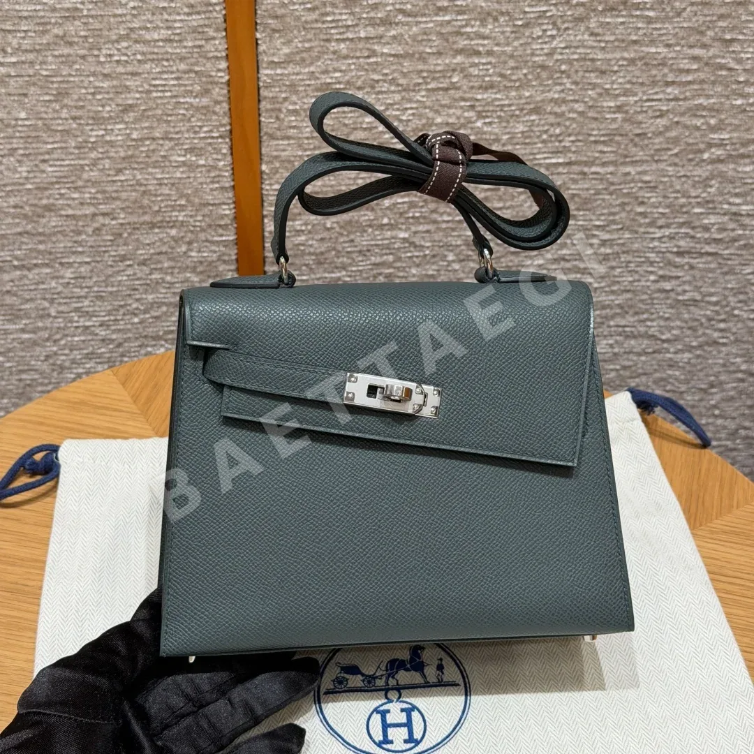 에르메스 켈리 그린 실버 하드웨어 가방 18220