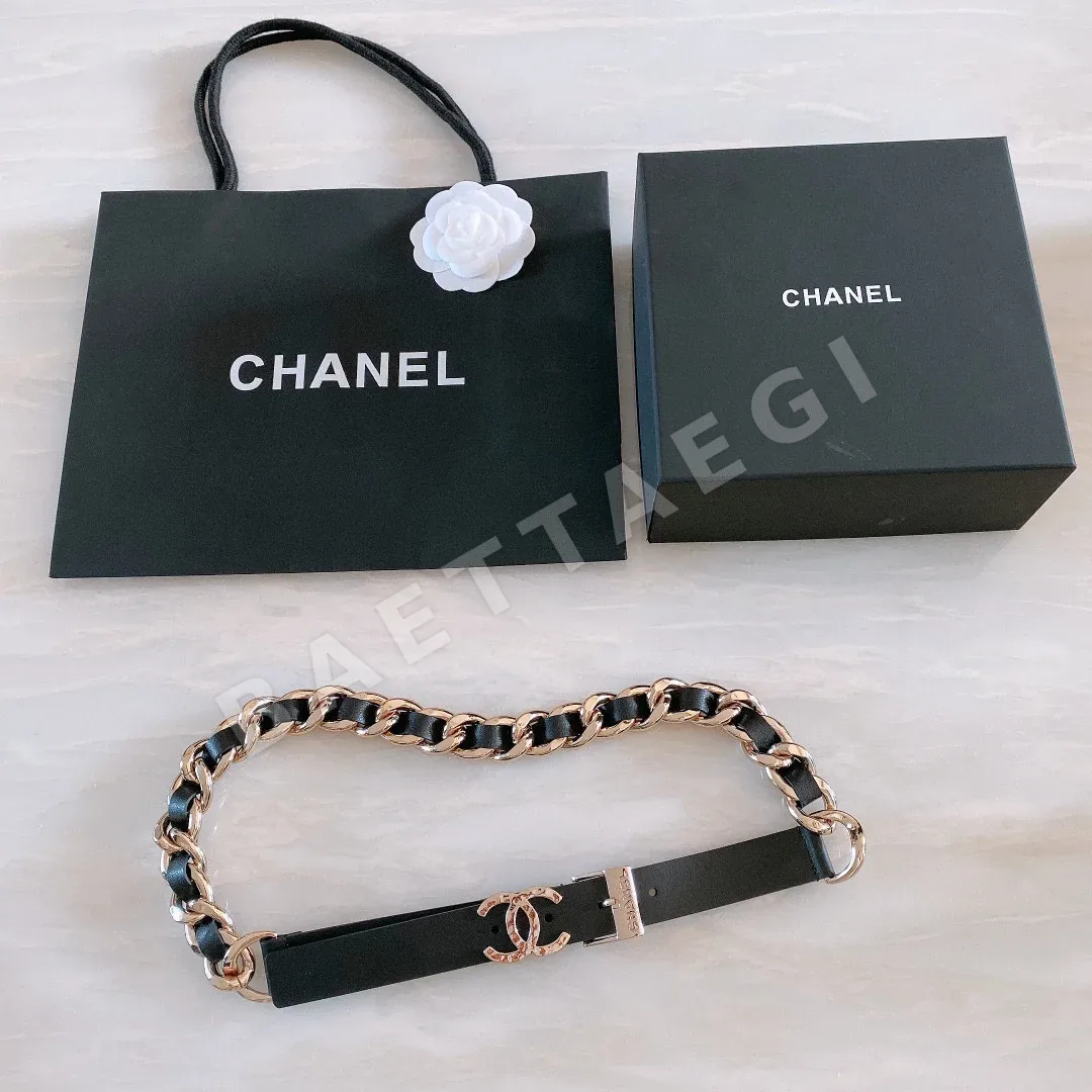 샤넬 카프스킨 루테늄 블랙 벨트 58444