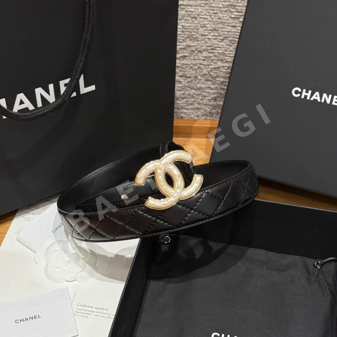 샤넬 더블 C 메탈 로고 램스킨 벨트 상세 이미지 2