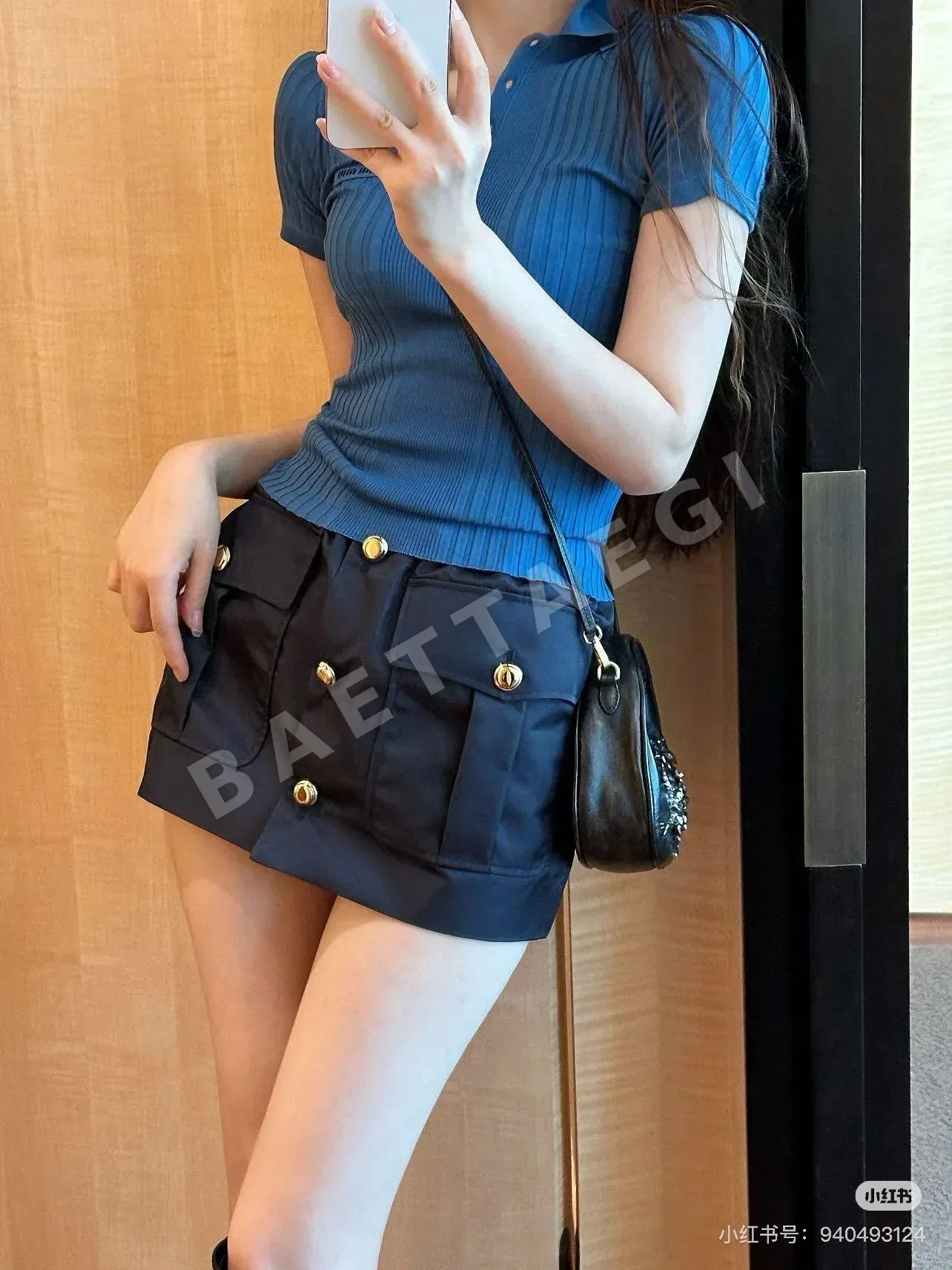 미우미우 폴로 카라 반팔 니트 티셔츠 상세 이미지 2