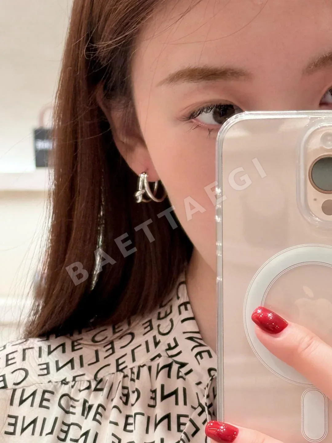 셀린느 3D 노트 개선문 큐빅 귀걸이 상세 이미지 4