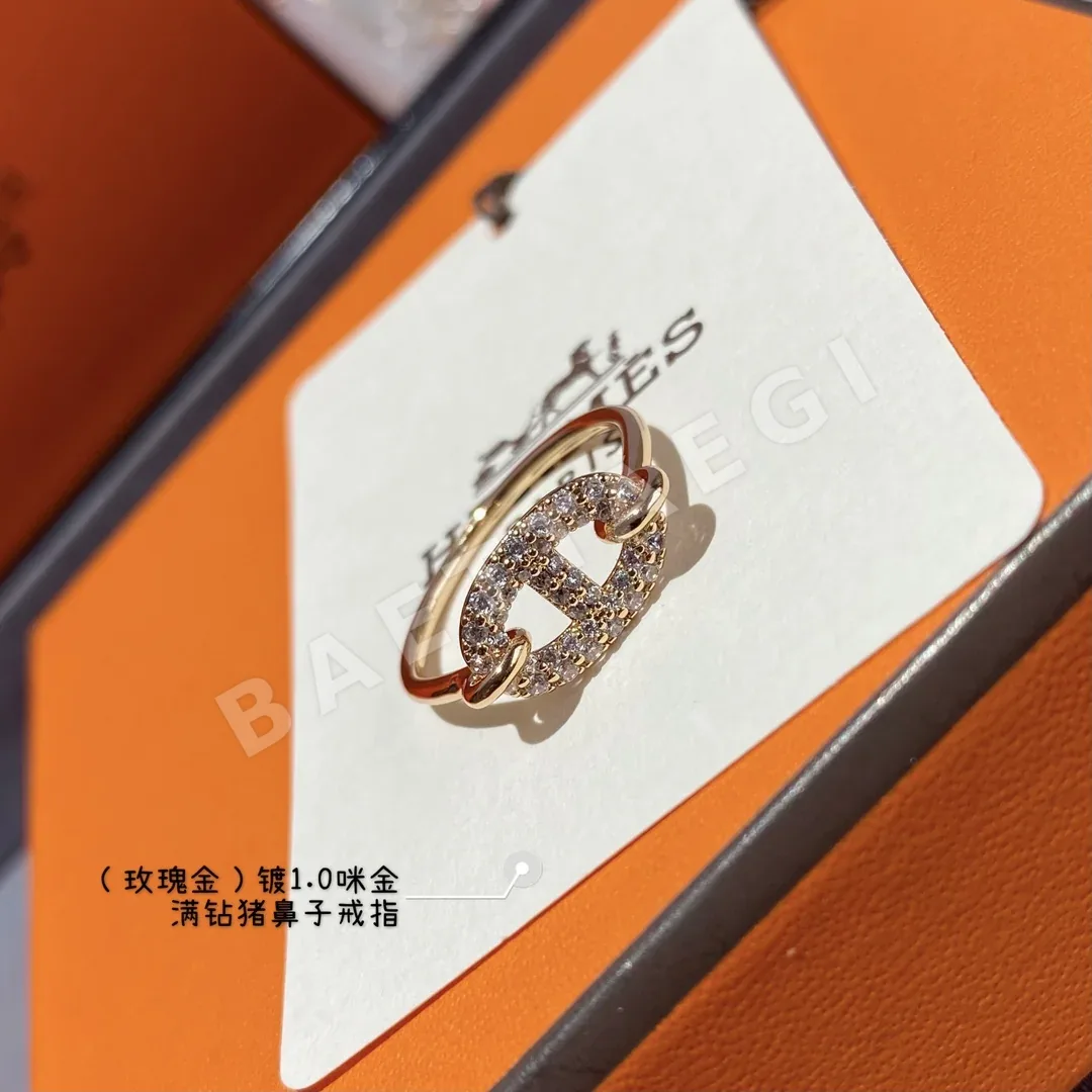 에르메스 돼지 코 로고 다이아몬드 반지 상세 이미지 4