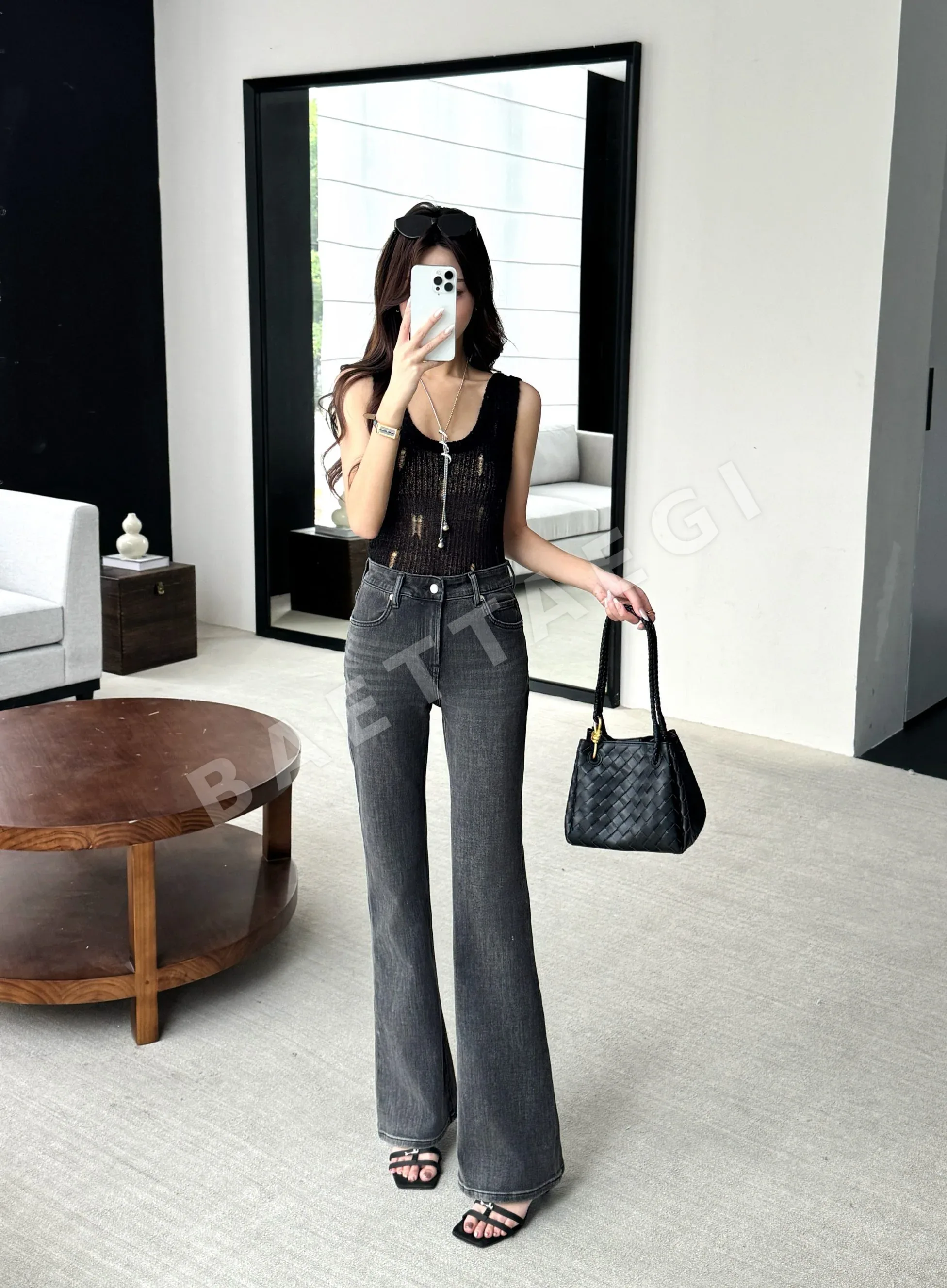 샤넬 플레어 청바지 여성 바지 137817