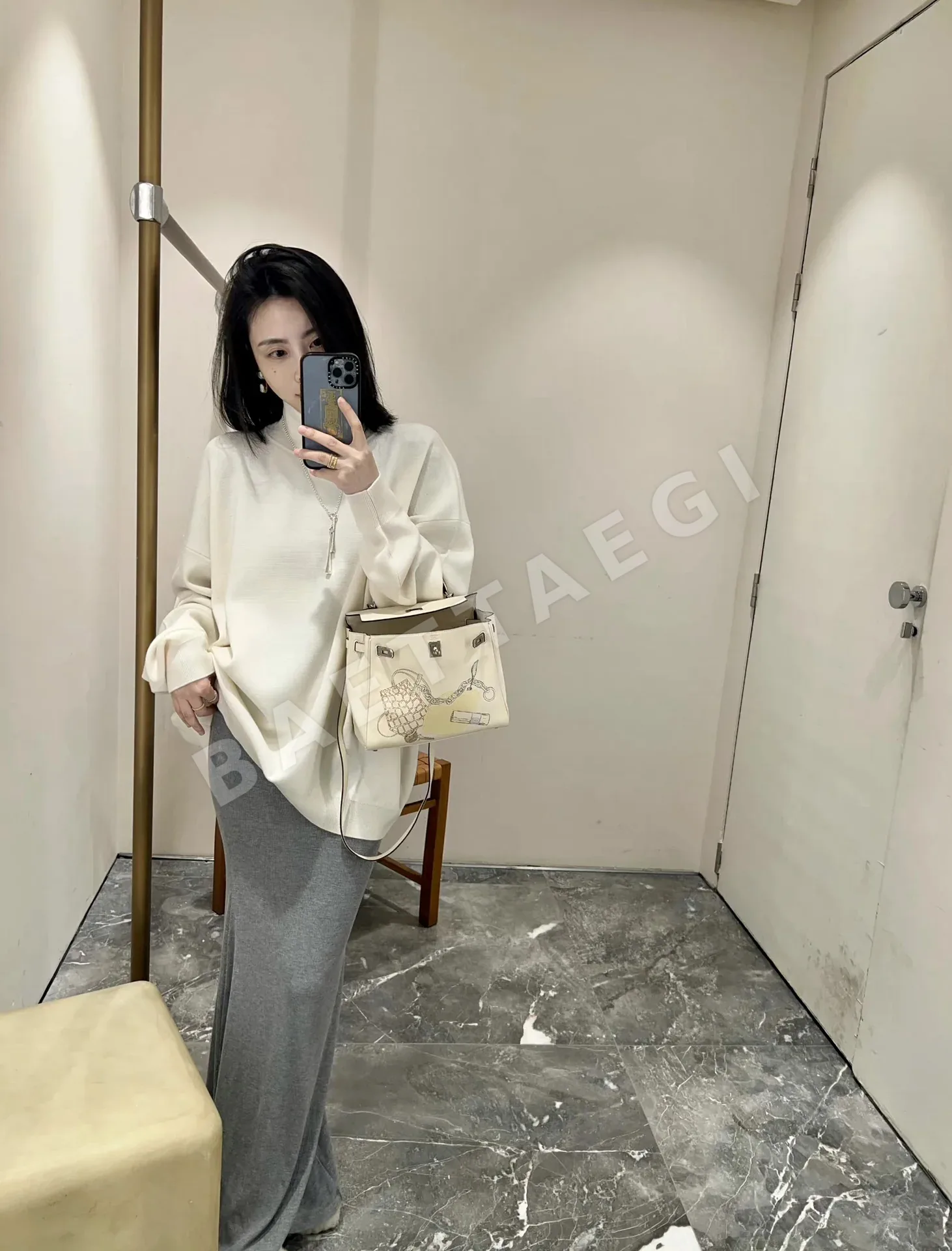 에르메스 스터드 스털링 실버 목걸이 상세 이미지 8
