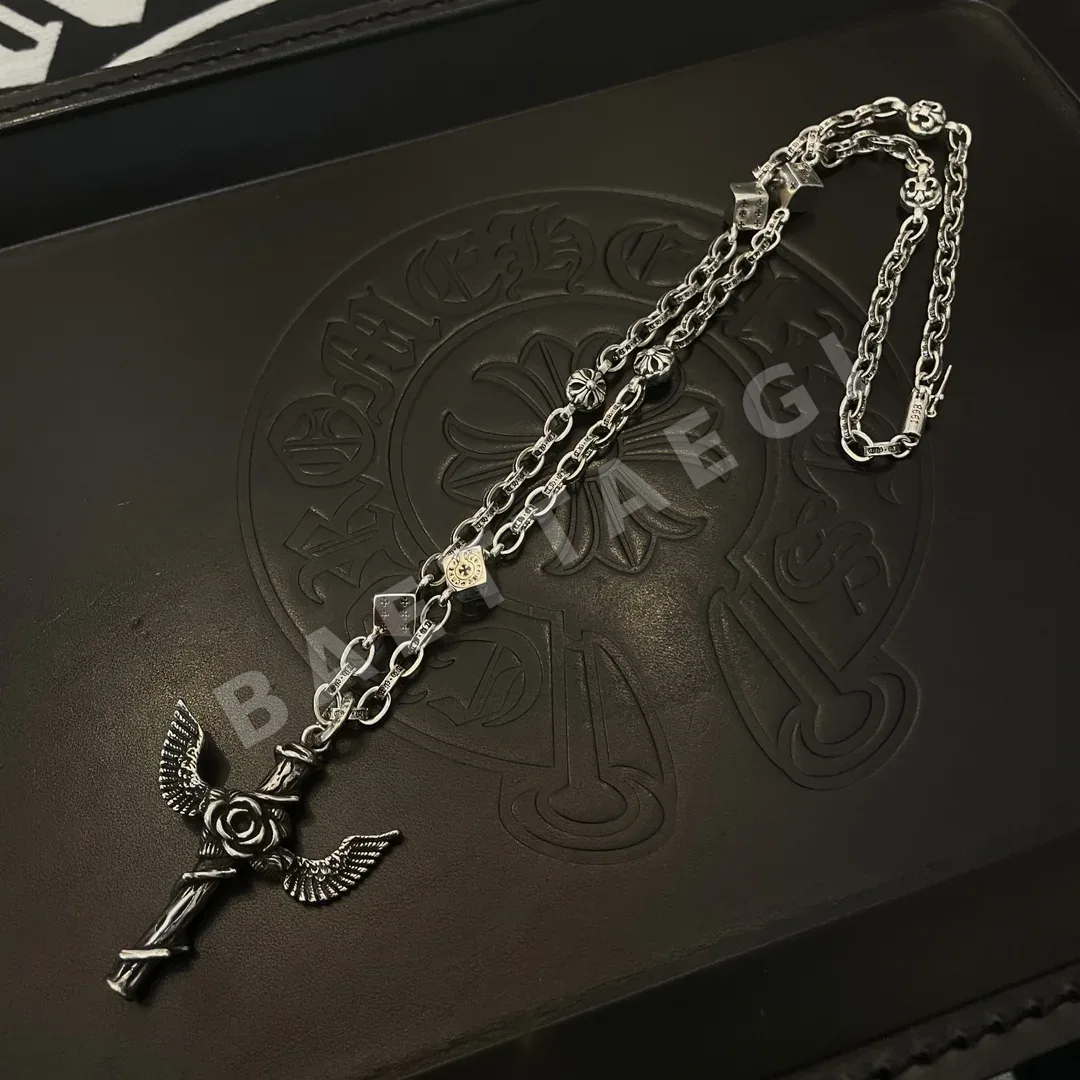 크롬하츠 멀티 엘리먼트 주사위 로즈 엔젤 윙 목걸이 상세 이미지 4