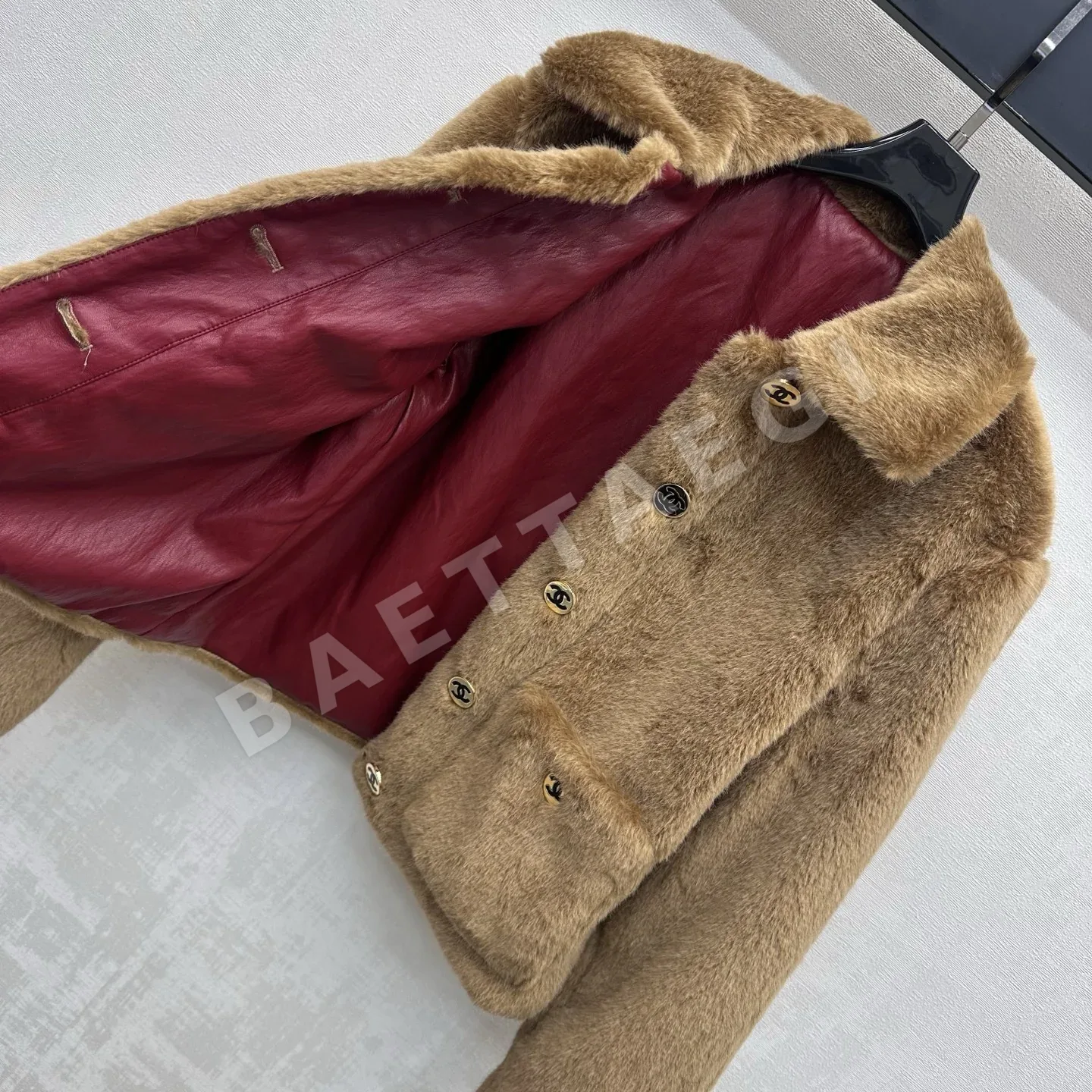 샤넬 캐러멜 퍼 안감 라펠 여성 자켓 상세 이미지 5