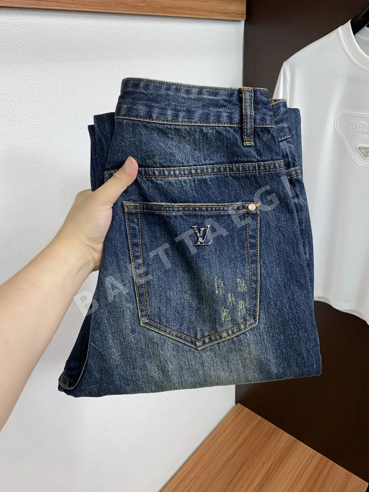 루이비통 스트레이트 레그 데님 남성 바지 52973